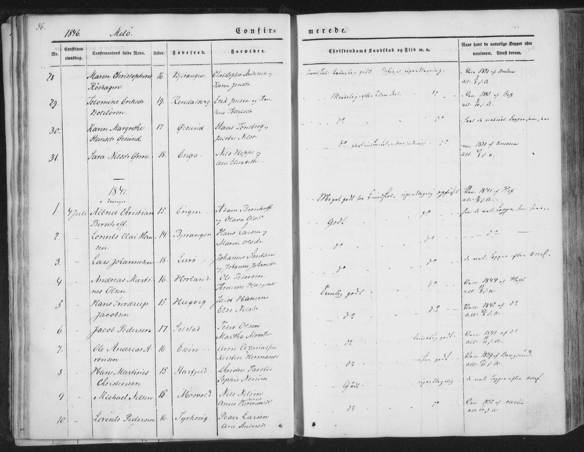 Ministerialprotokoller, klokkerbøker og fødselsregistre - Nordland, SAT/A-1459/841/L0604: Parish register (official) no. 841A09 /2, 1845-1862, p. 36
