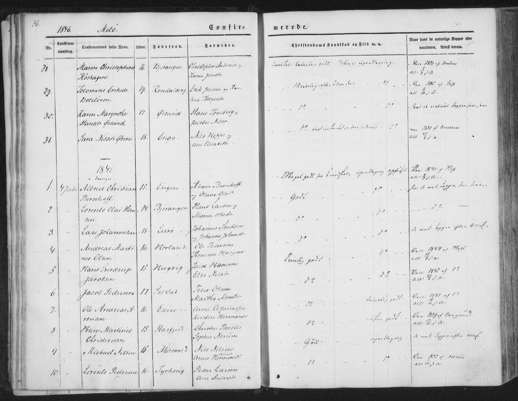Ministerialprotokoller, klokkerbøker og fødselsregistre - Nordland, AV/SAT-A-1459/841/L0604: Parish register (official) no. 841A09 /2, 1845-1862, p. 36