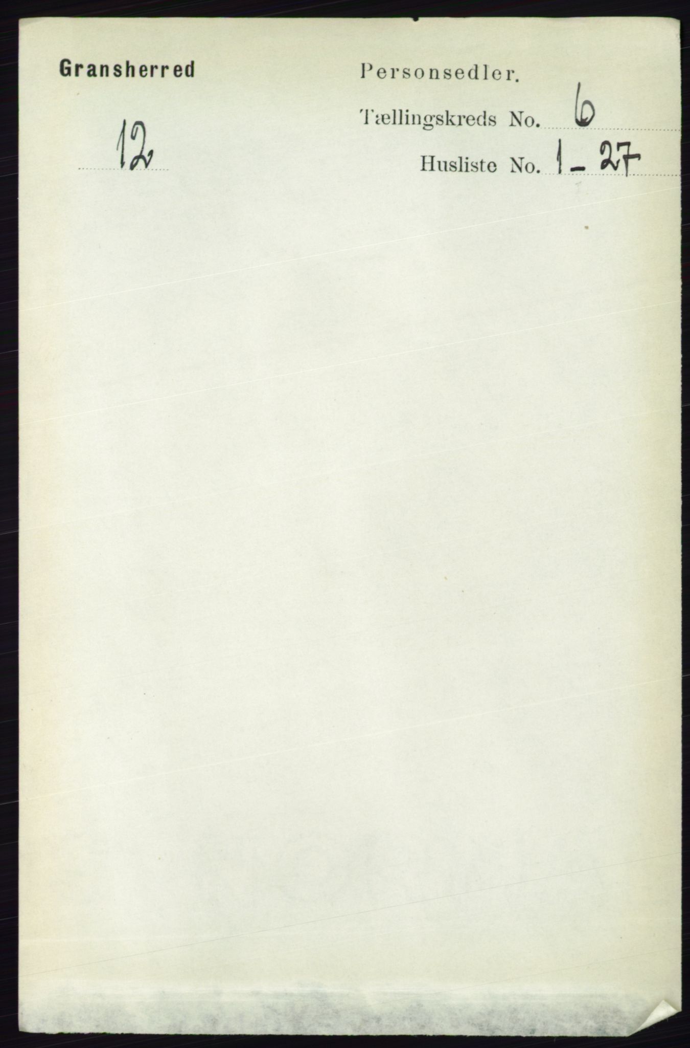 RA, 1891 census for 0824 Gransherad, 1891, p. 1008
