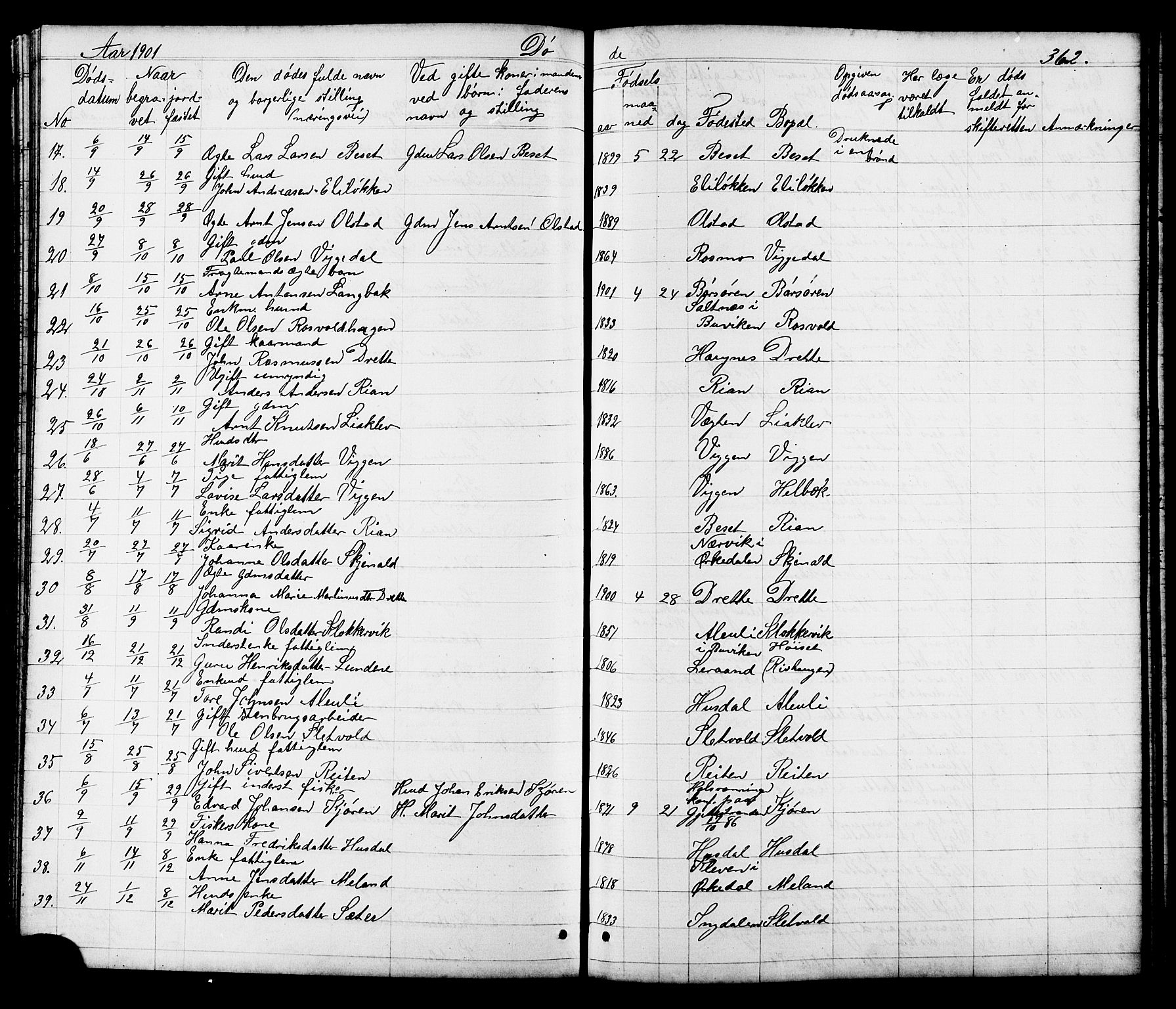 Ministerialprotokoller, klokkerbøker og fødselsregistre - Sør-Trøndelag, SAT/A-1456/665/L0777: Parish register (copy) no. 665C02, 1867-1915, p. 362