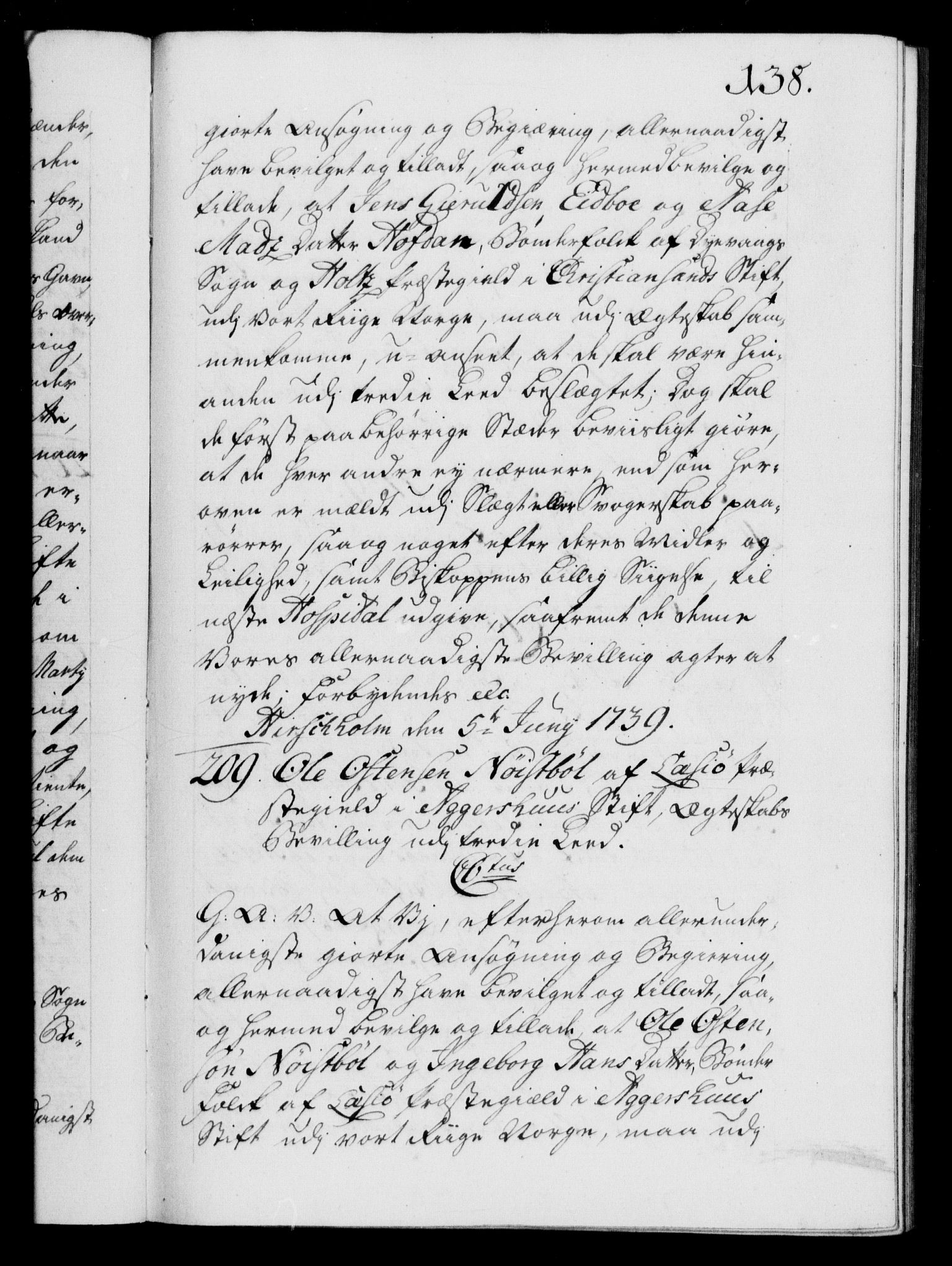 Danske Kanselli 1572-1799, AV/RA-EA-3023/F/Fc/Fca/Fcaa/L0031: Norske registre, 1739-1740, p. 138a