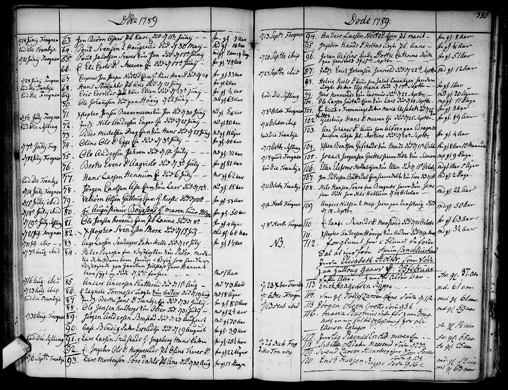 Lier kirkebøker, AV/SAKO-A-230/F/Fa/L0006: Parish register (official) no. I 6, 1777-1794, p. 329-330