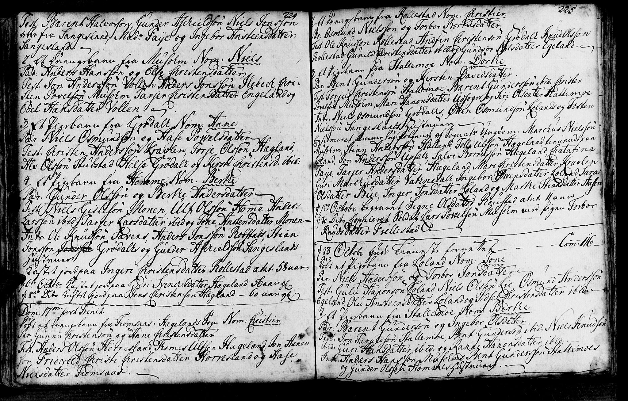 Vennesla sokneprestkontor, AV/SAK-1111-0045/Fa/Fac/L0001: Parish register (official) no. A 1, 1743-1784, p. 224-225