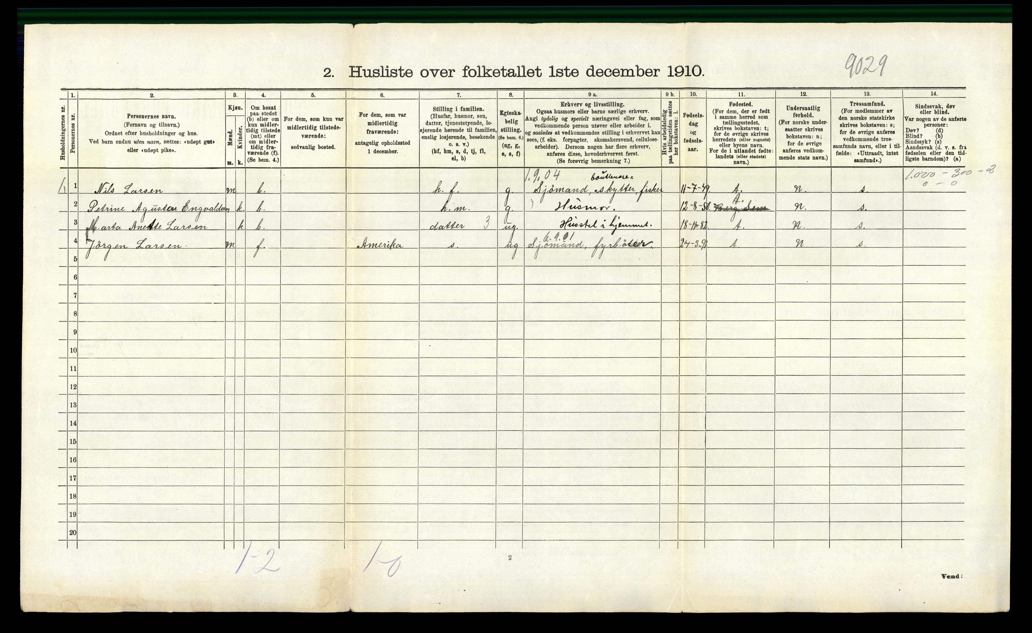 RA, 1910 census for Sem, 1910, p. 1597