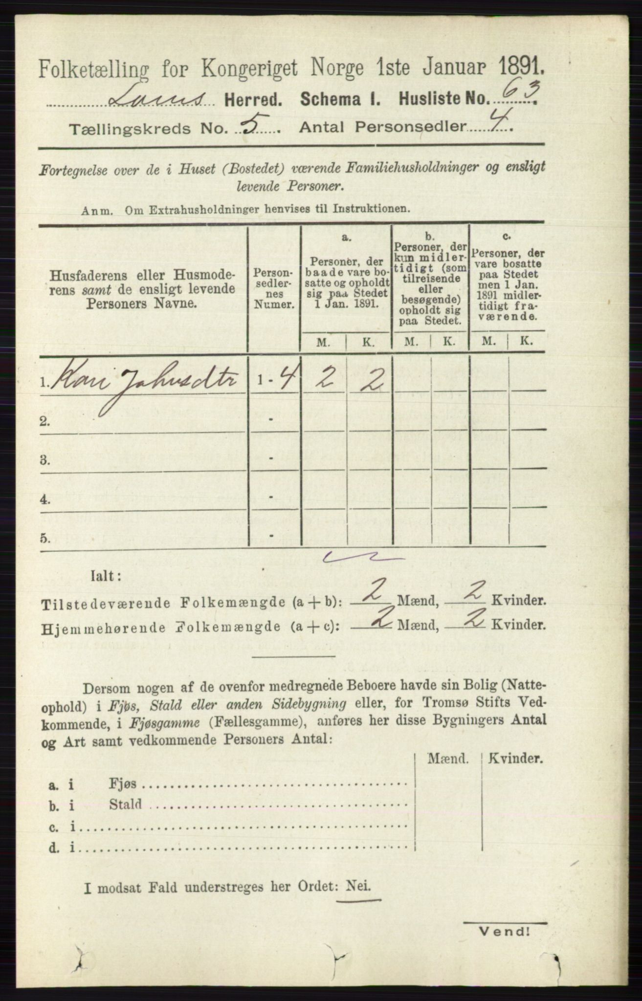 RA, 1891 census for 0514 Lom, 1891, p. 1840