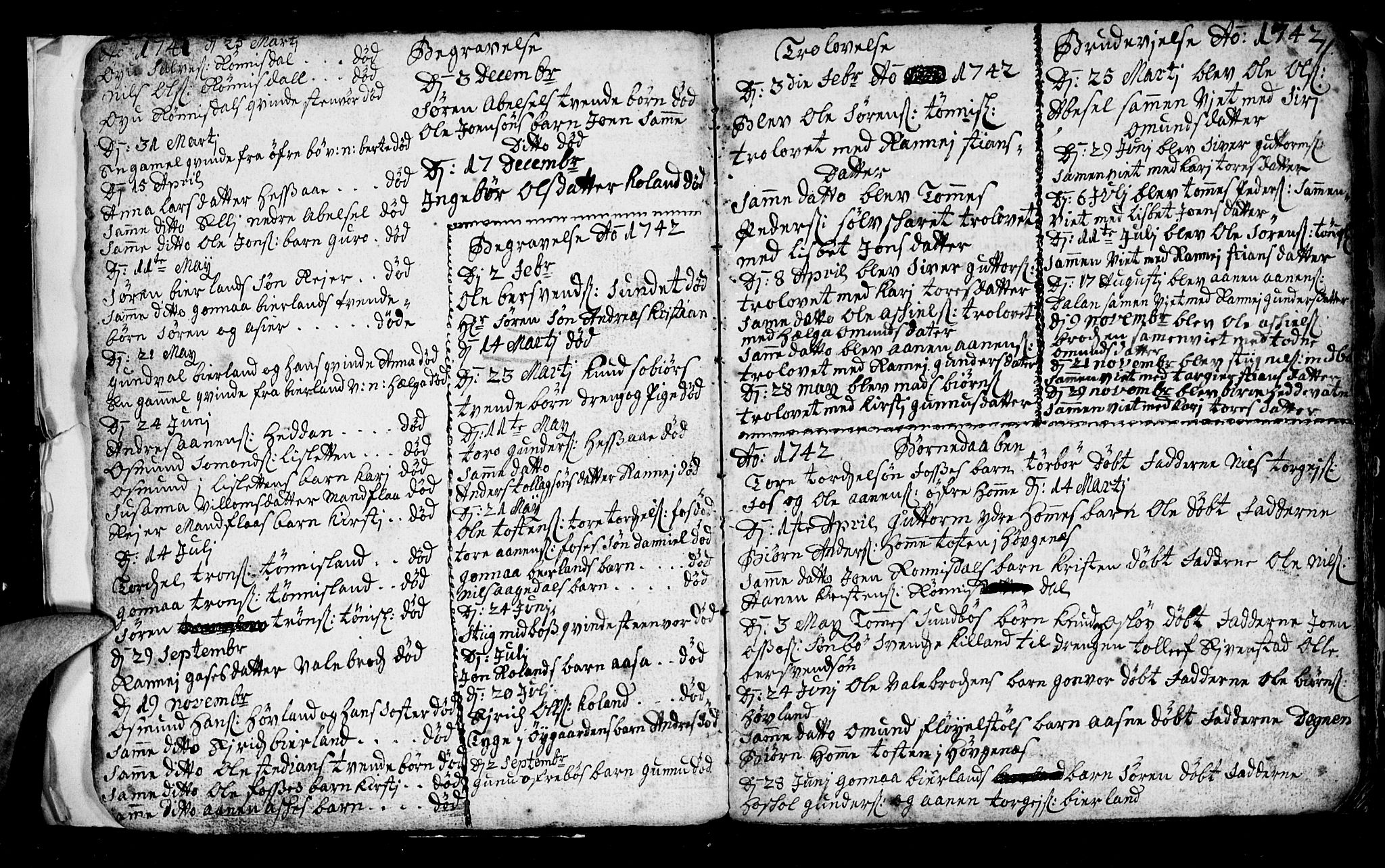 Bjelland sokneprestkontor, SAK/1111-0005/F/Fb/Fba/L0001: Parish register (copy) no. B 1, 1727-1752, p. 11
