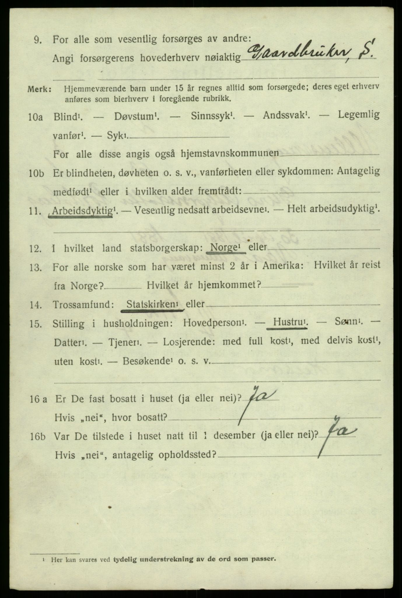 SAB, 1920 census for Ullensvang, 1920, p. 1721