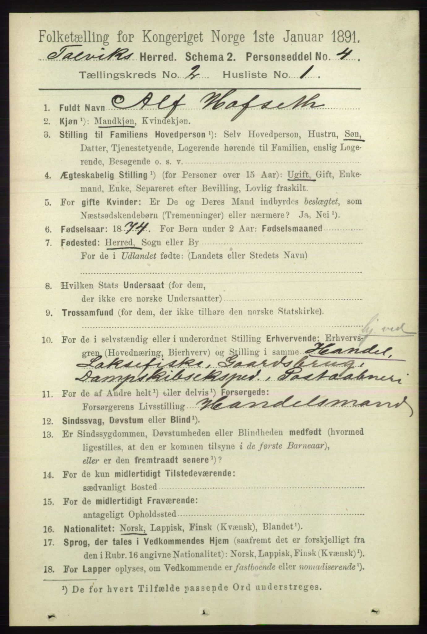 RA, 1891 census for 2013 Talvik, 1891, p. 531