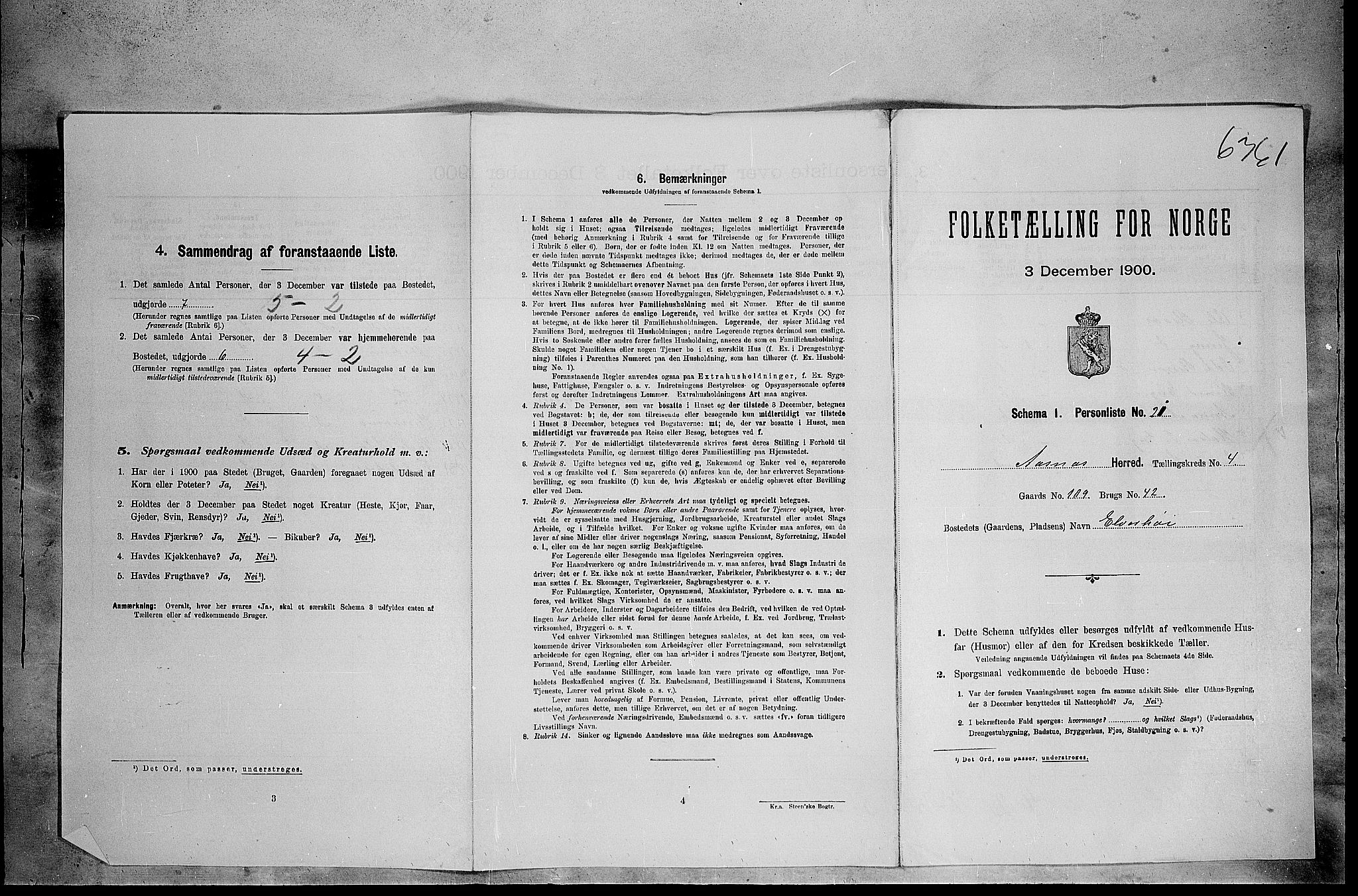 SAH, 1900 census for Åsnes, 1900, p. 608