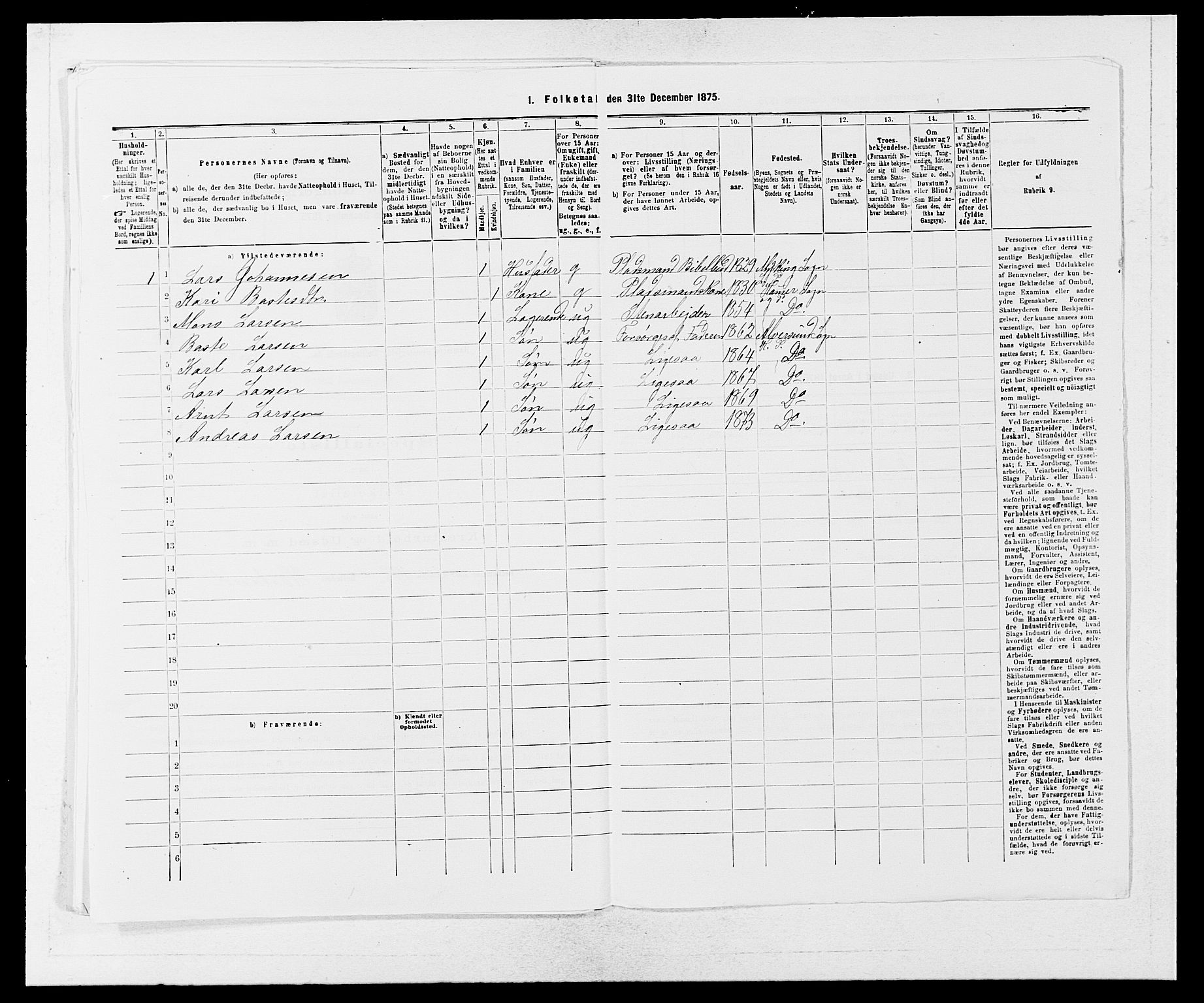 SAB, 1875 census for 1254P Hamre, 1875, p. 571