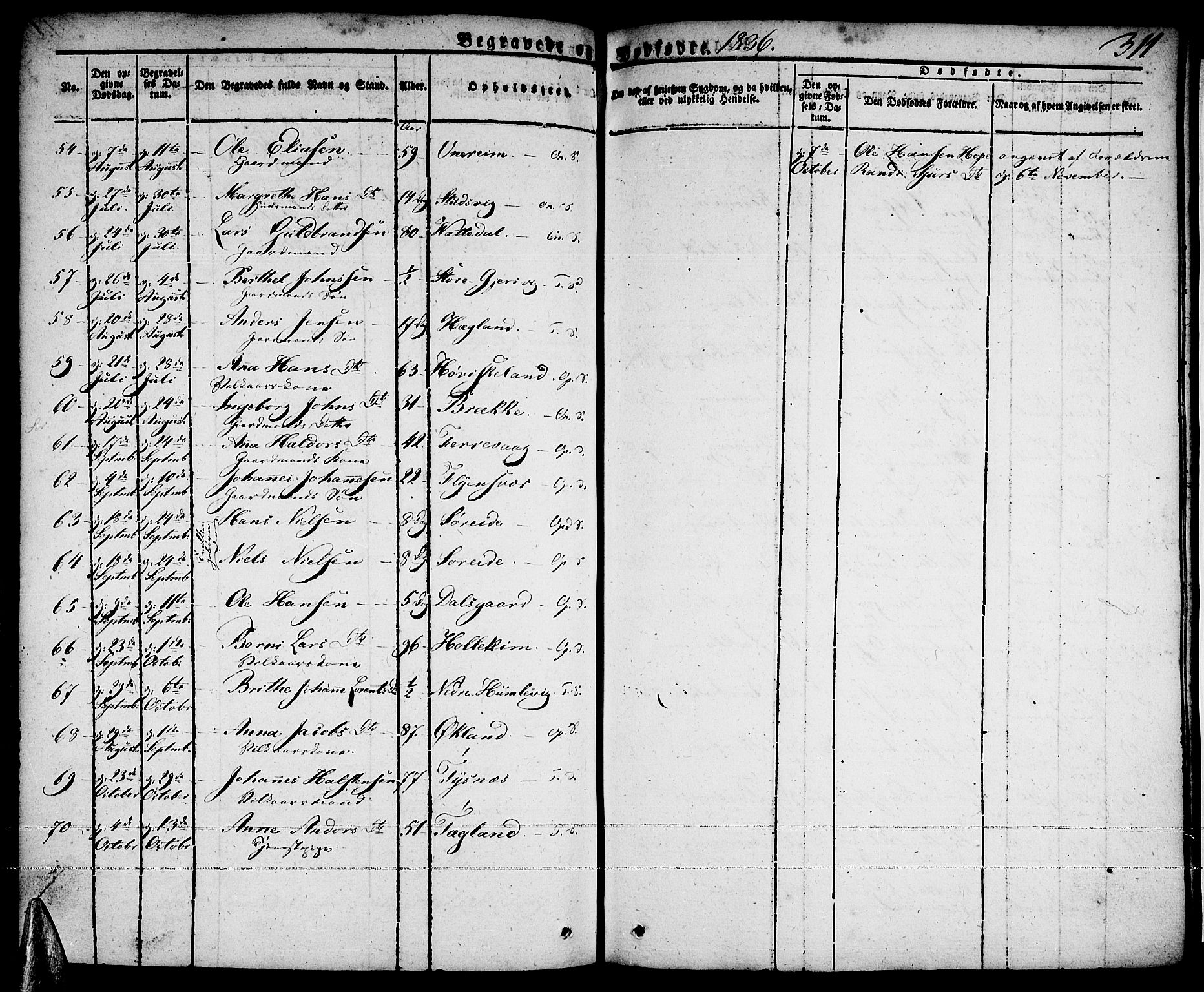 Tysnes sokneprestembete, AV/SAB-A-78601/H/Haa: Parish register (official) no. A 8, 1826-1837, p. 311