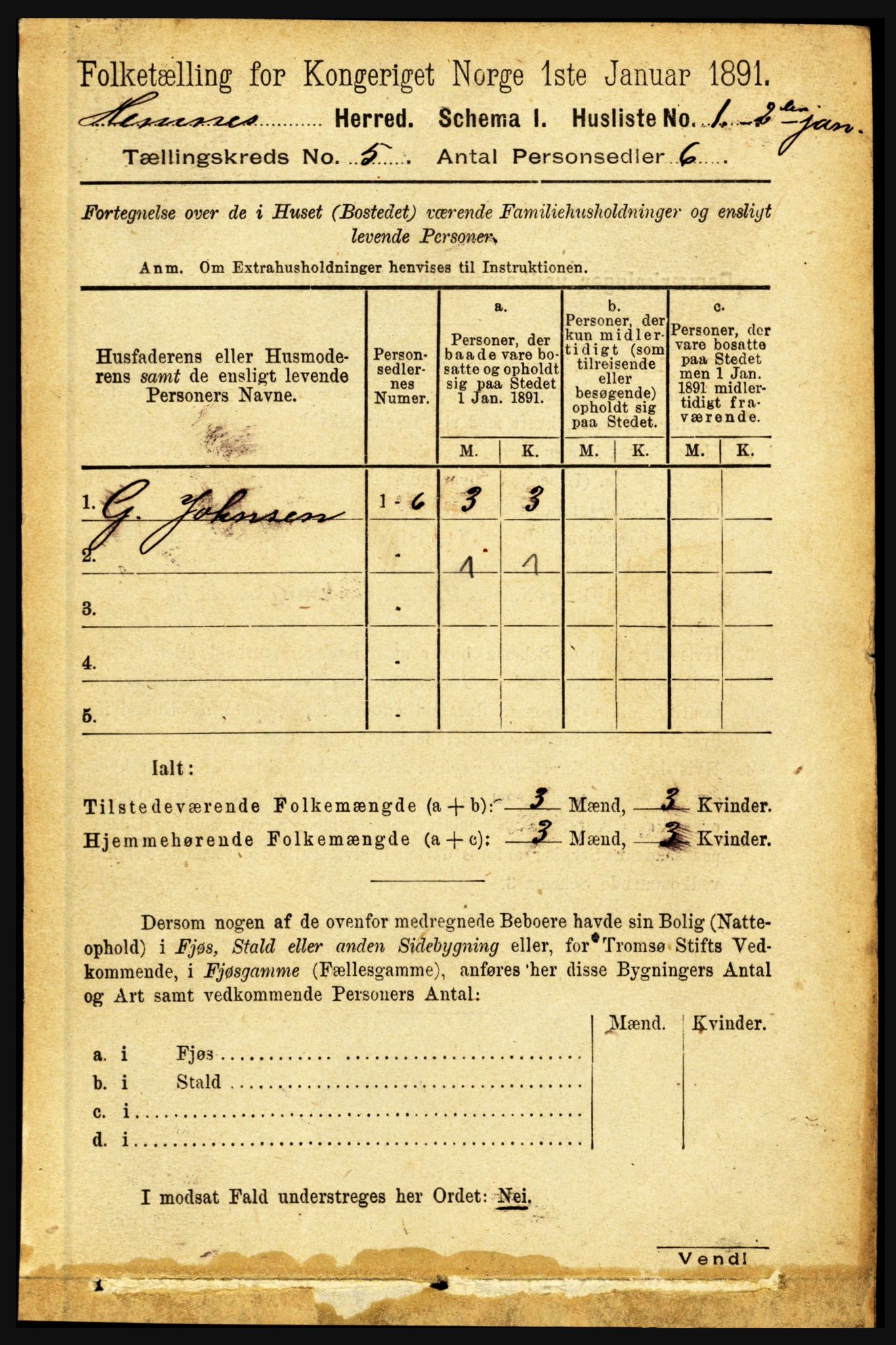 RA, 1891 census for 1832 Hemnes, 1891, p. 2495