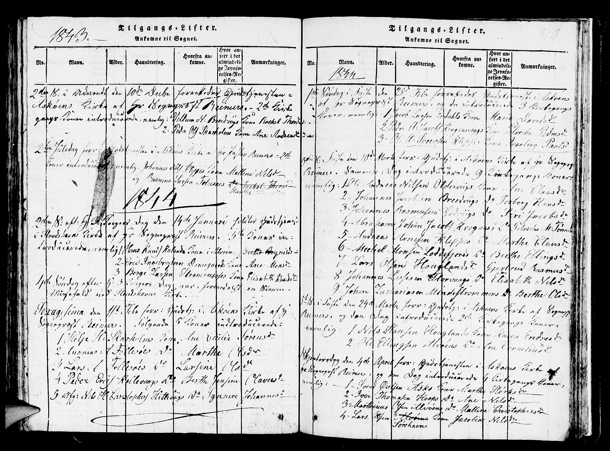 Askøy Sokneprestembete, SAB/A-74101/H/Ha/Hab/Haba/L0002: Parish register (copy) no. A 2, 1815-1846, p. 319