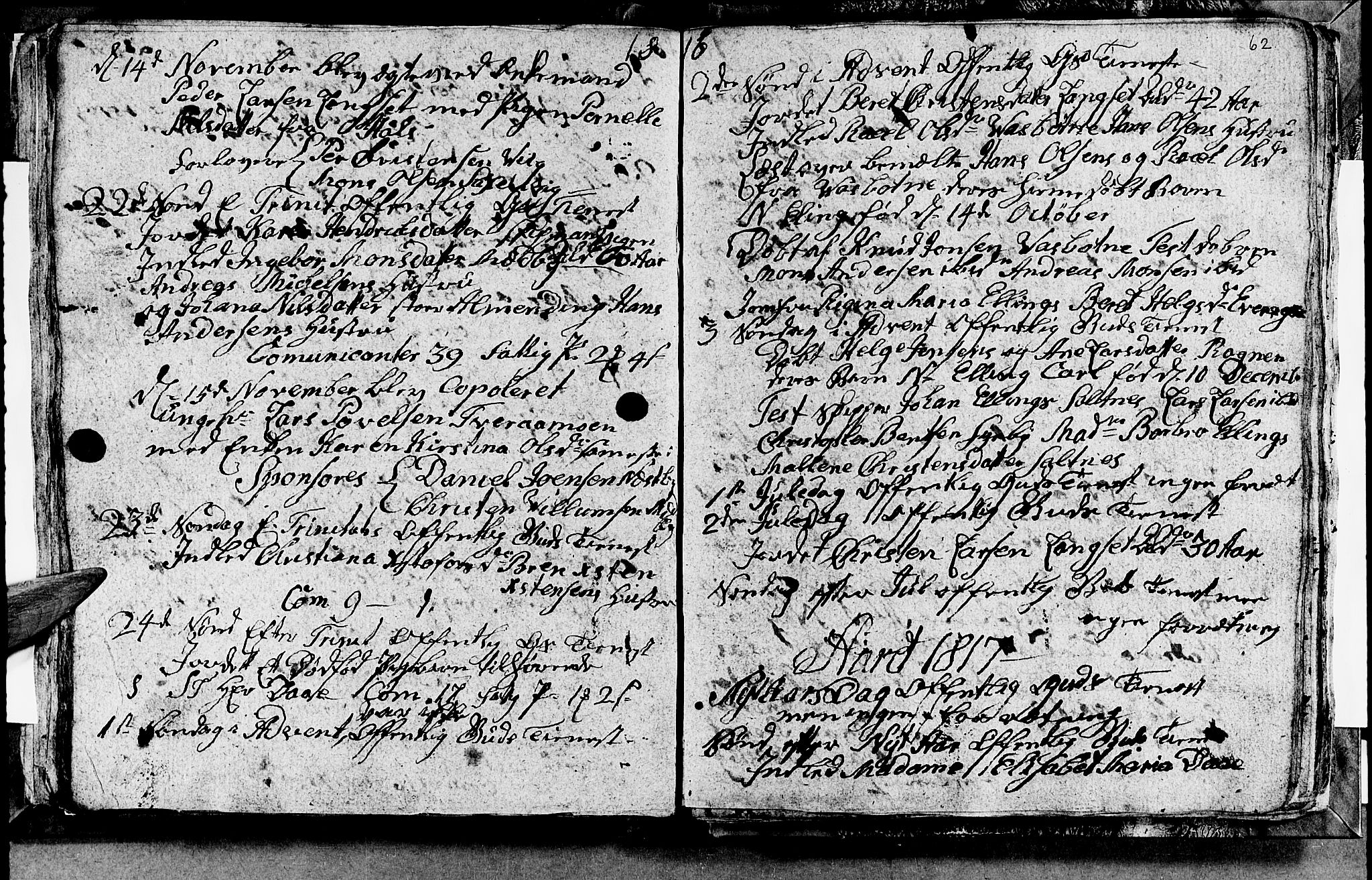 Ministerialprotokoller, klokkerbøker og fødselsregistre - Nordland, SAT/A-1459/847/L0675: Parish register (copy) no. 847C03, 1808-1820, p. 62