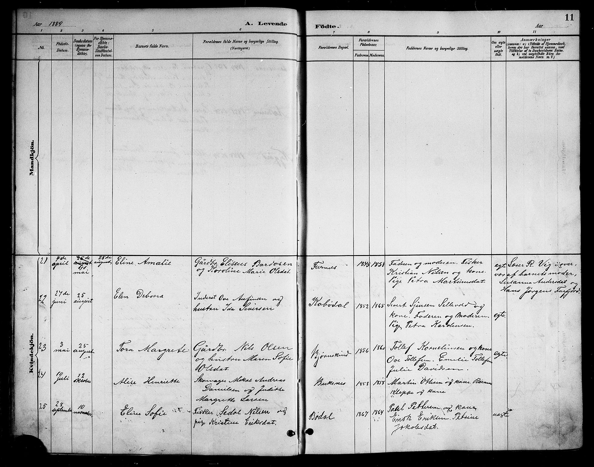 Ministerialprotokoller, klokkerbøker og fødselsregistre - Nordland, AV/SAT-A-1459/898/L1427: Parish register (copy) no. 898C02, 1887-1917, p. 11