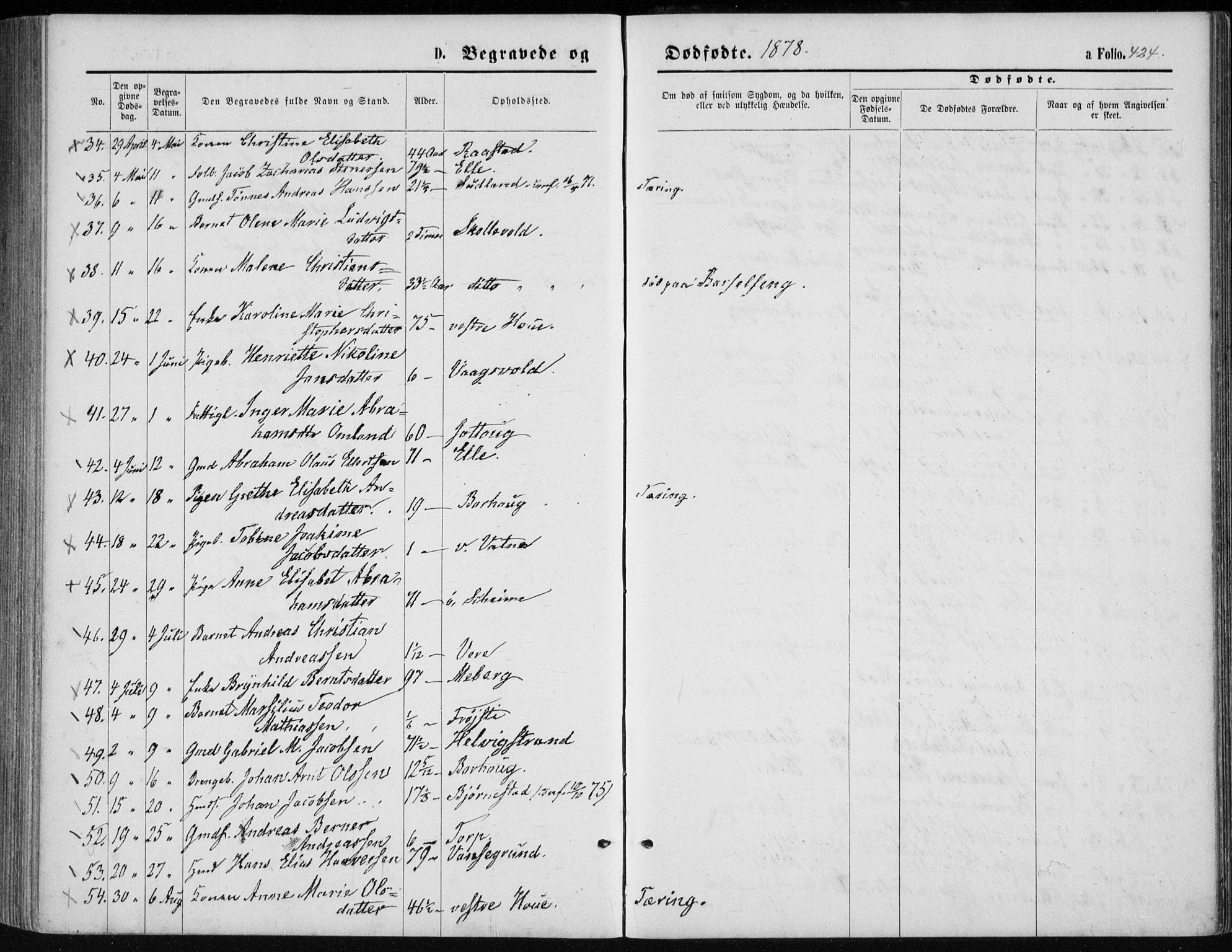 Lista sokneprestkontor, AV/SAK-1111-0027/F/Fb/L0004: Parish register (copy) no. B 4, 1877-1891, p. 424