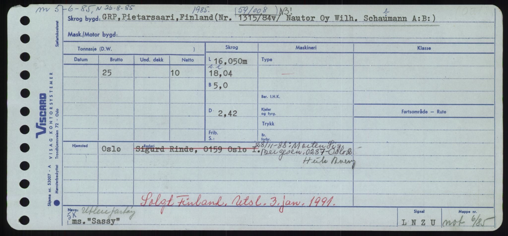 Sjøfartsdirektoratet med forløpere, Skipsmålingen, RA/S-1627/H/Hd/L0032: Fartøy, San-Seve, p. 215