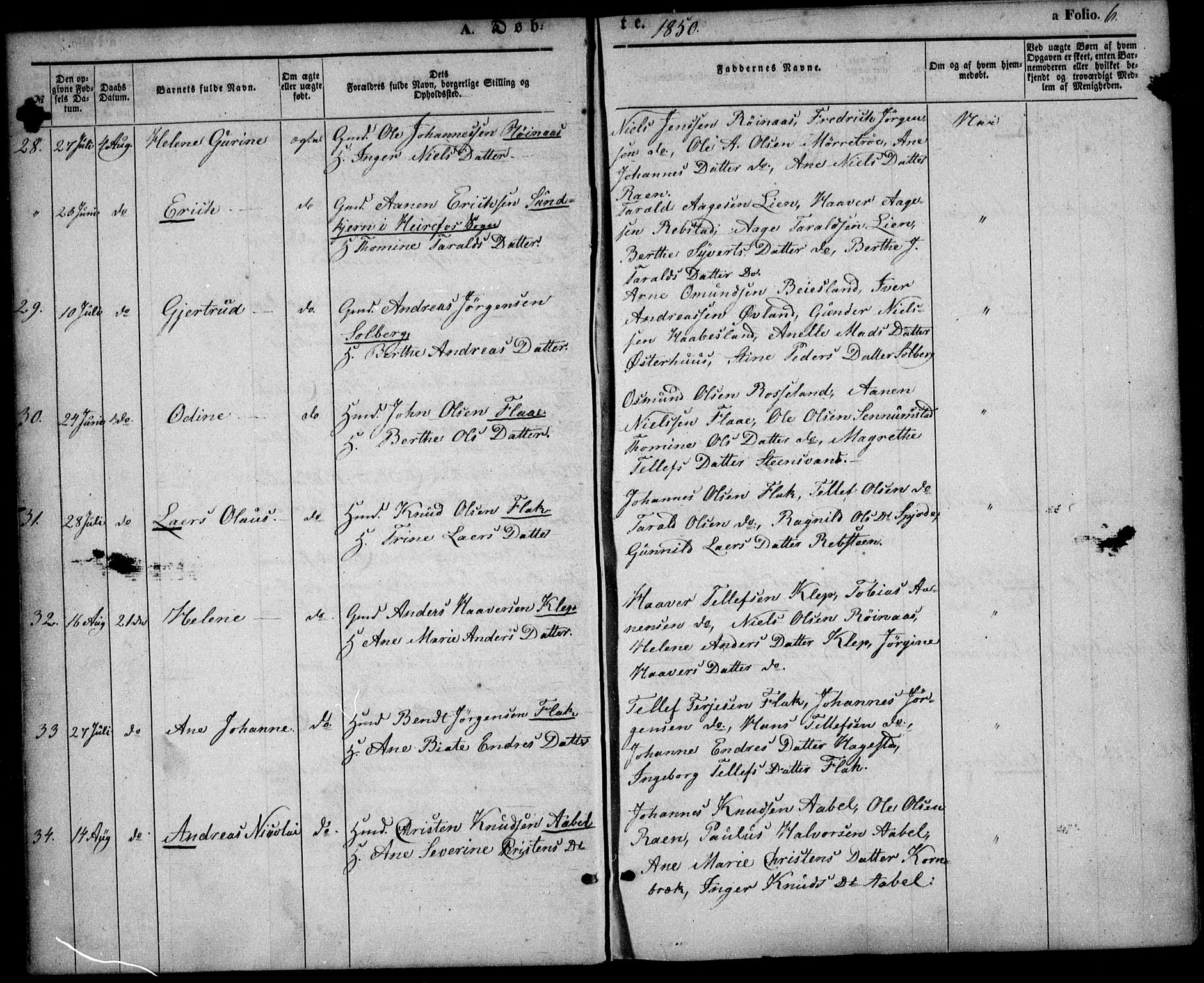 Birkenes sokneprestkontor, AV/SAK-1111-0004/F/Fa/L0003: Parish register (official) no. A 3, 1850-1866, p. 6