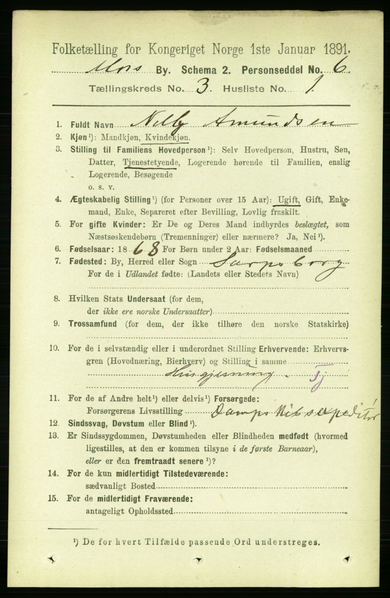 RA, 1891 census for 0104 Moss, 1891, p. 2349