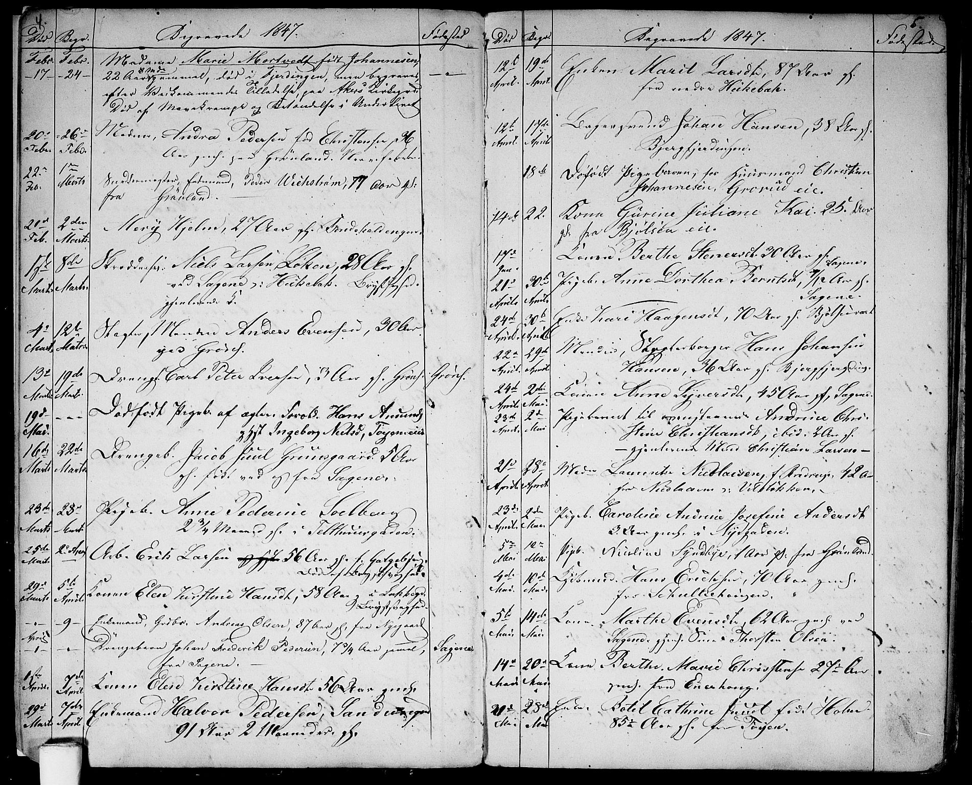 Aker prestekontor kirkebøker, AV/SAO-A-10861/G/L0012: Parish register (copy) no. 12, 1846-1860, p. 4-5