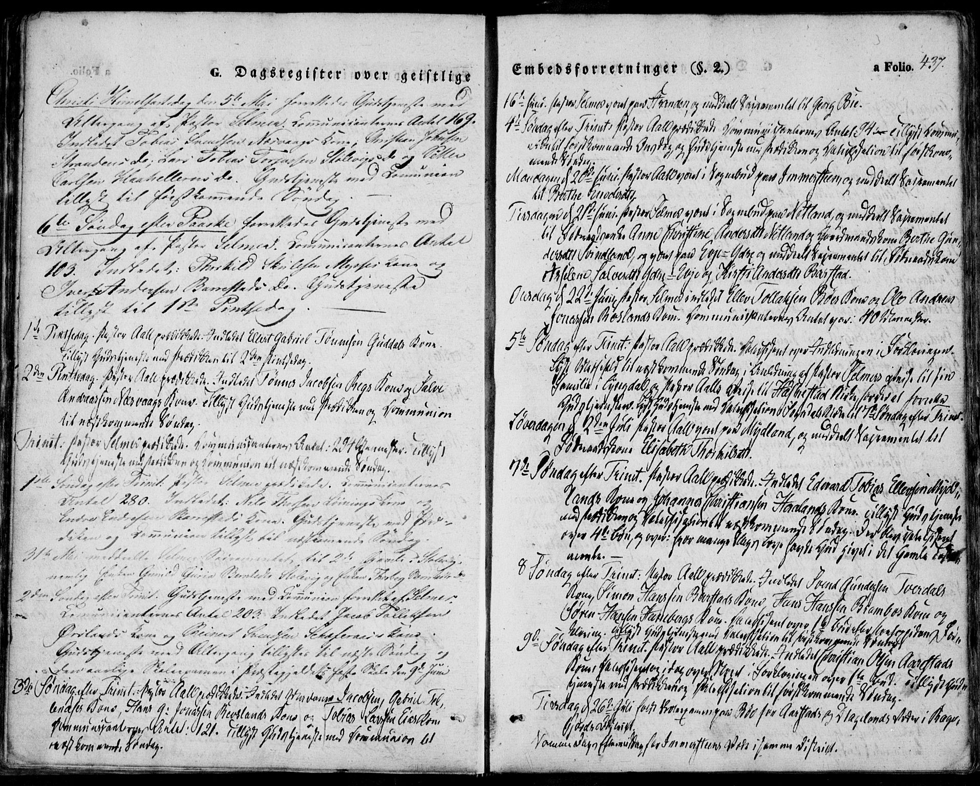 Sokndal sokneprestkontor, AV/SAST-A-101808: Parish register (official) no. A 8.2, 1842-1857, p. 437