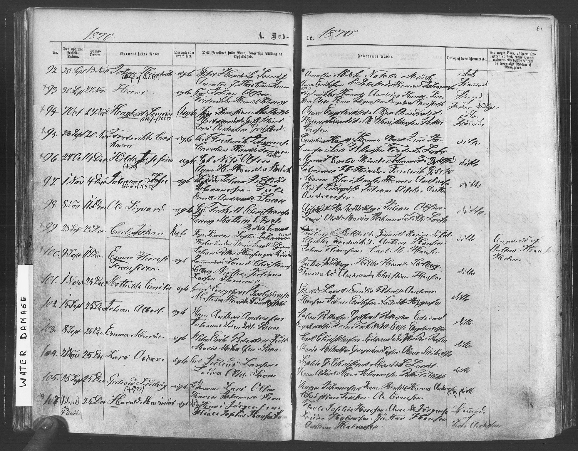 Vestby prestekontor Kirkebøker, SAO/A-10893/F/Fa/L0008: Parish register (official) no. I 8, 1863-1877, p. 61