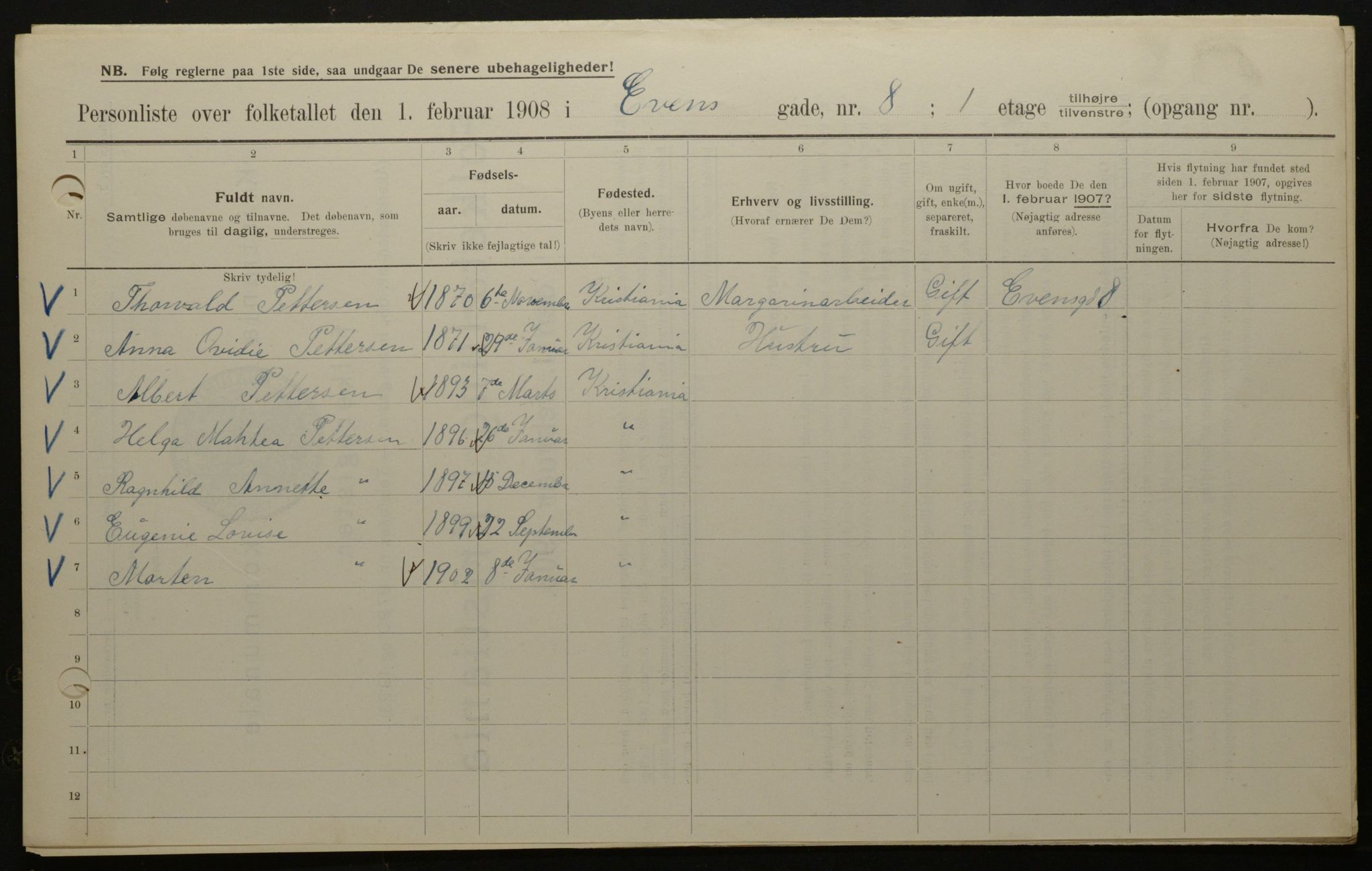 OBA, Municipal Census 1908 for Kristiania, 1908, p. 20851