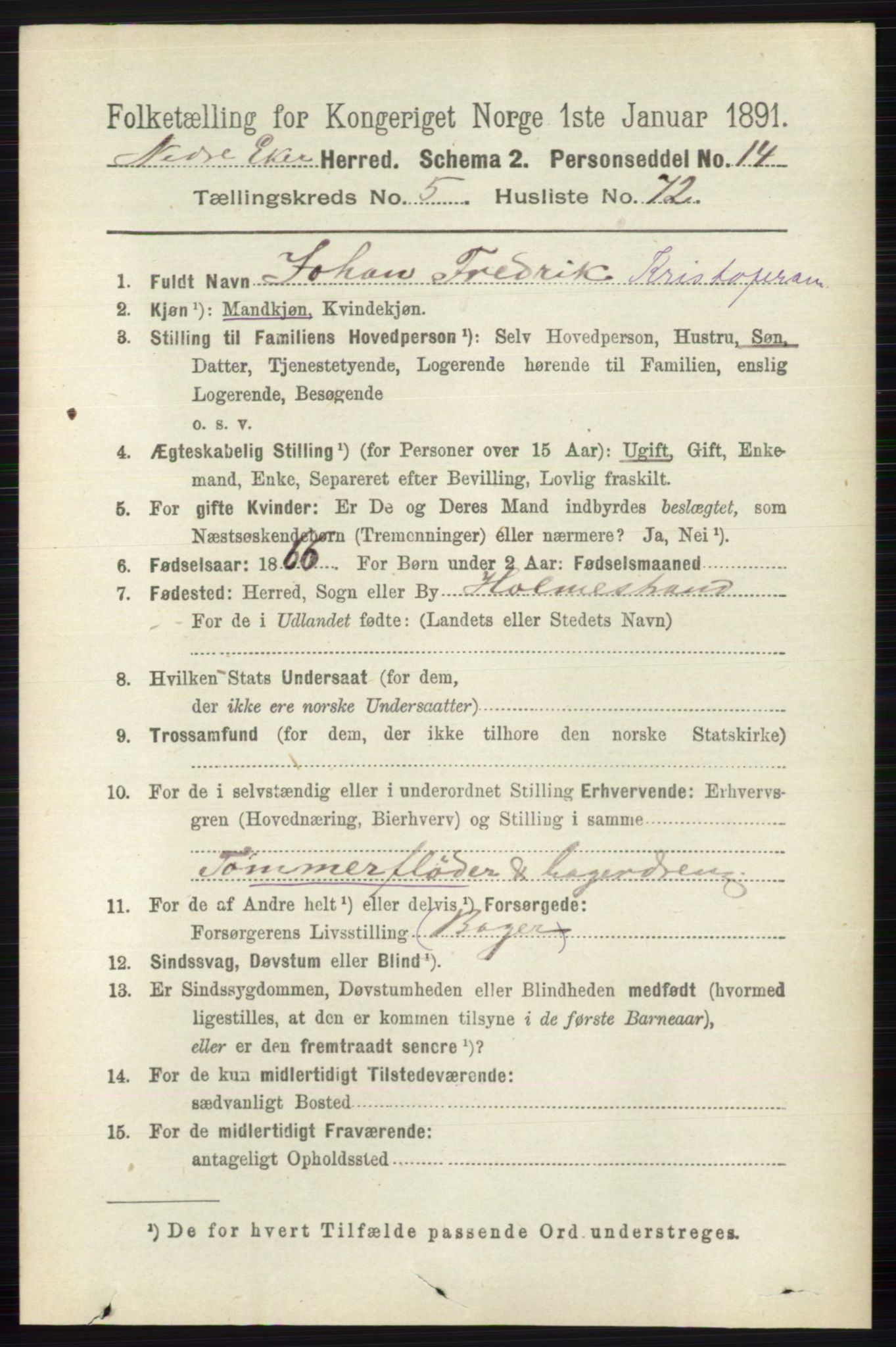 RA, 1891 census for 0625 Nedre Eiker, 1891, p. 2772
