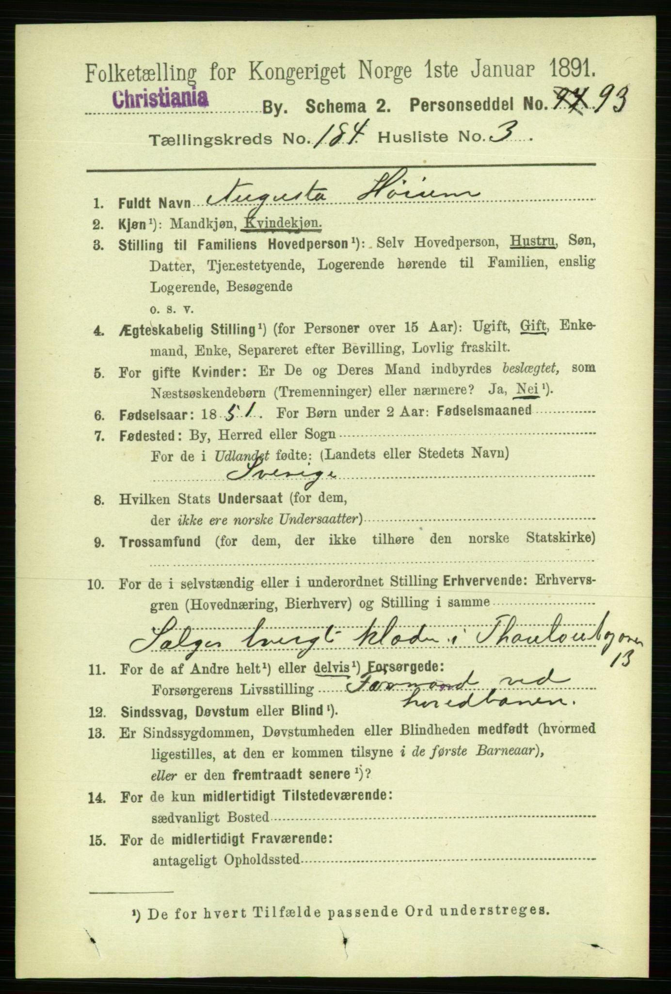 RA, 1891 census for 0301 Kristiania, 1891, p. 110131