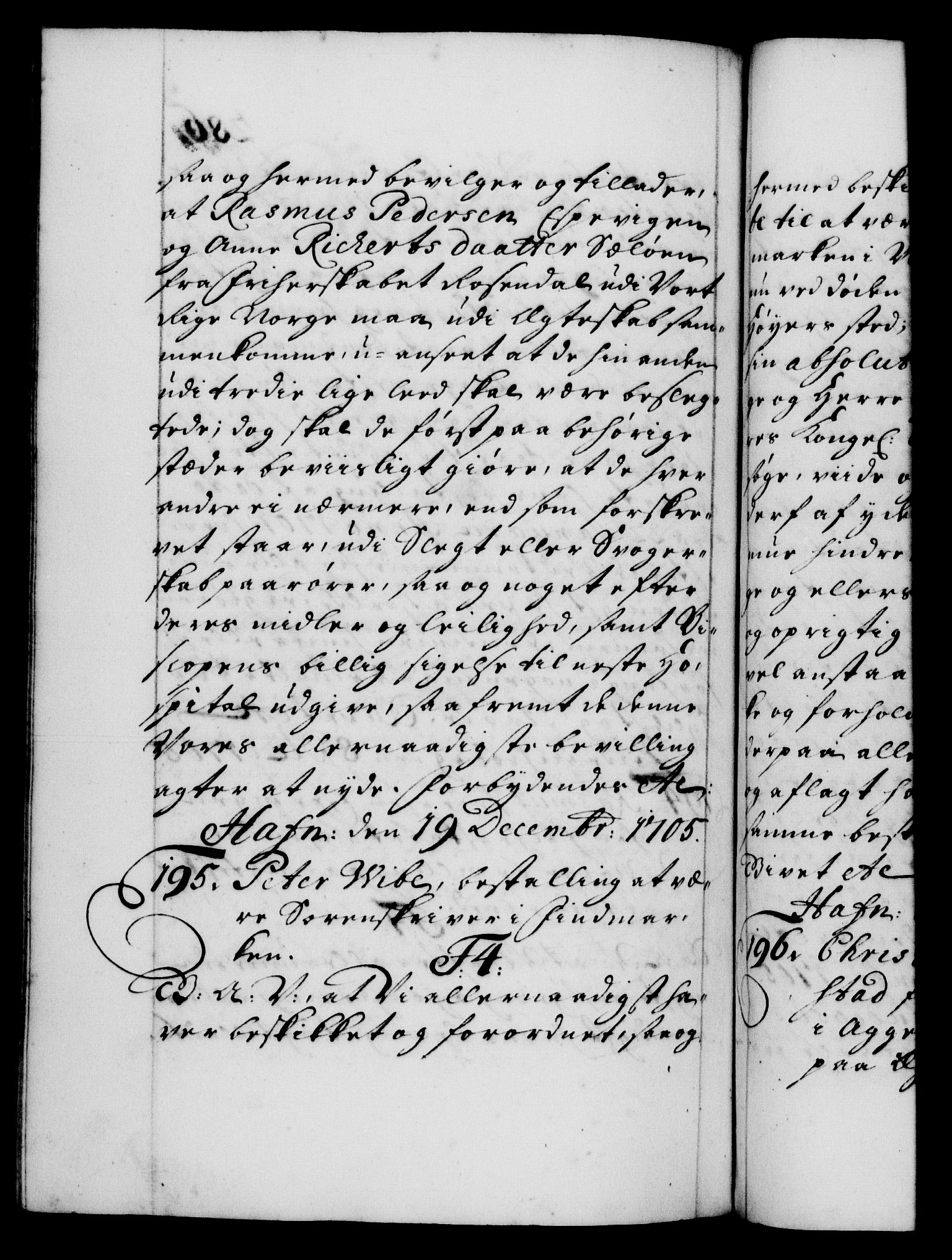 Danske Kanselli 1572-1799, AV/RA-EA-3023/F/Fc/Fca/Fcaa/L0019: Norske registre, 1704-1707, p. 286b