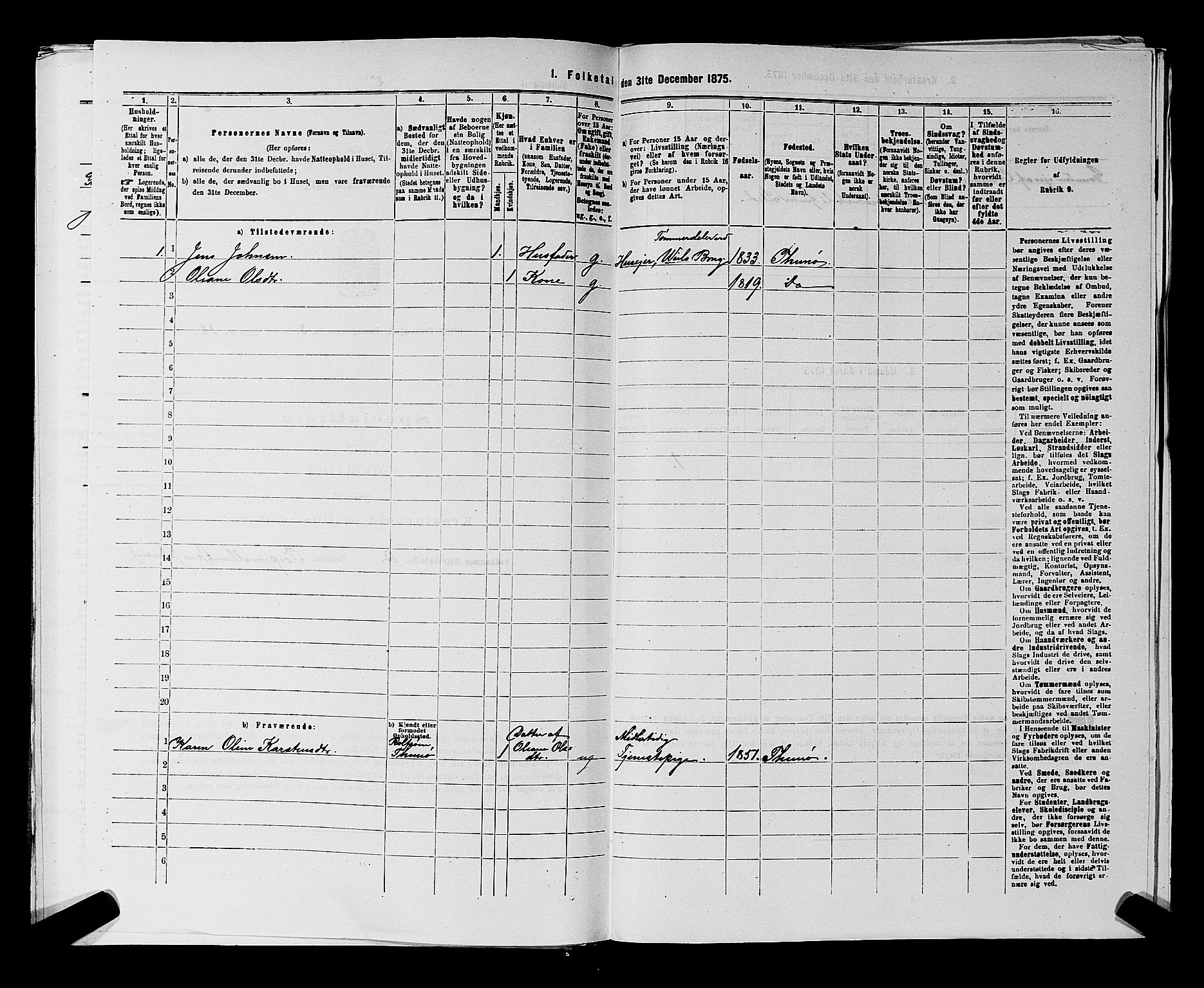 RA, 1875 census for 0113P Borge, 1875, p. 461