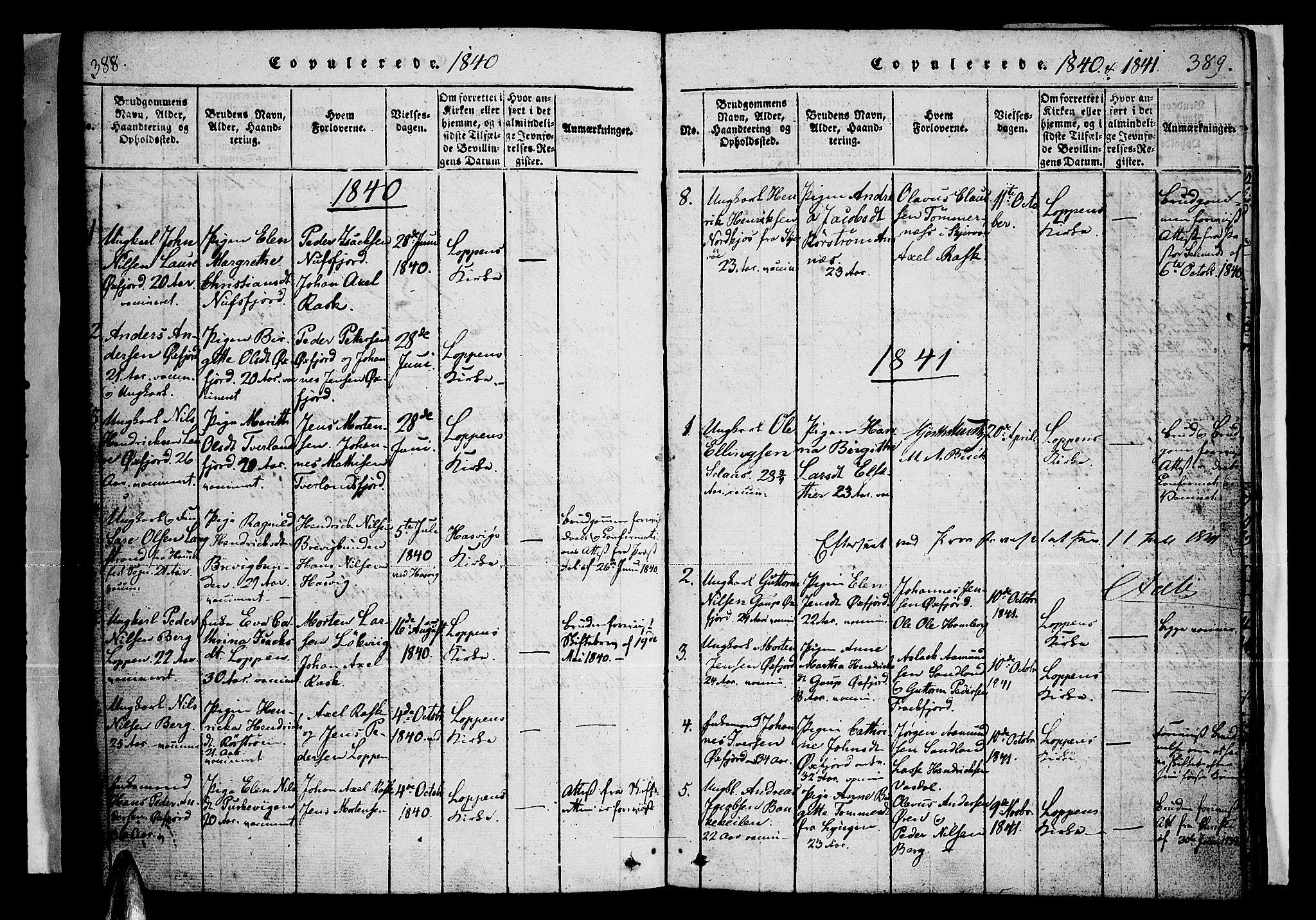 Loppa sokneprestkontor, SATØ/S-1339/H/Ha/L0003kirke: Parish register (official) no. 3, 1820-1848, p. 388-389