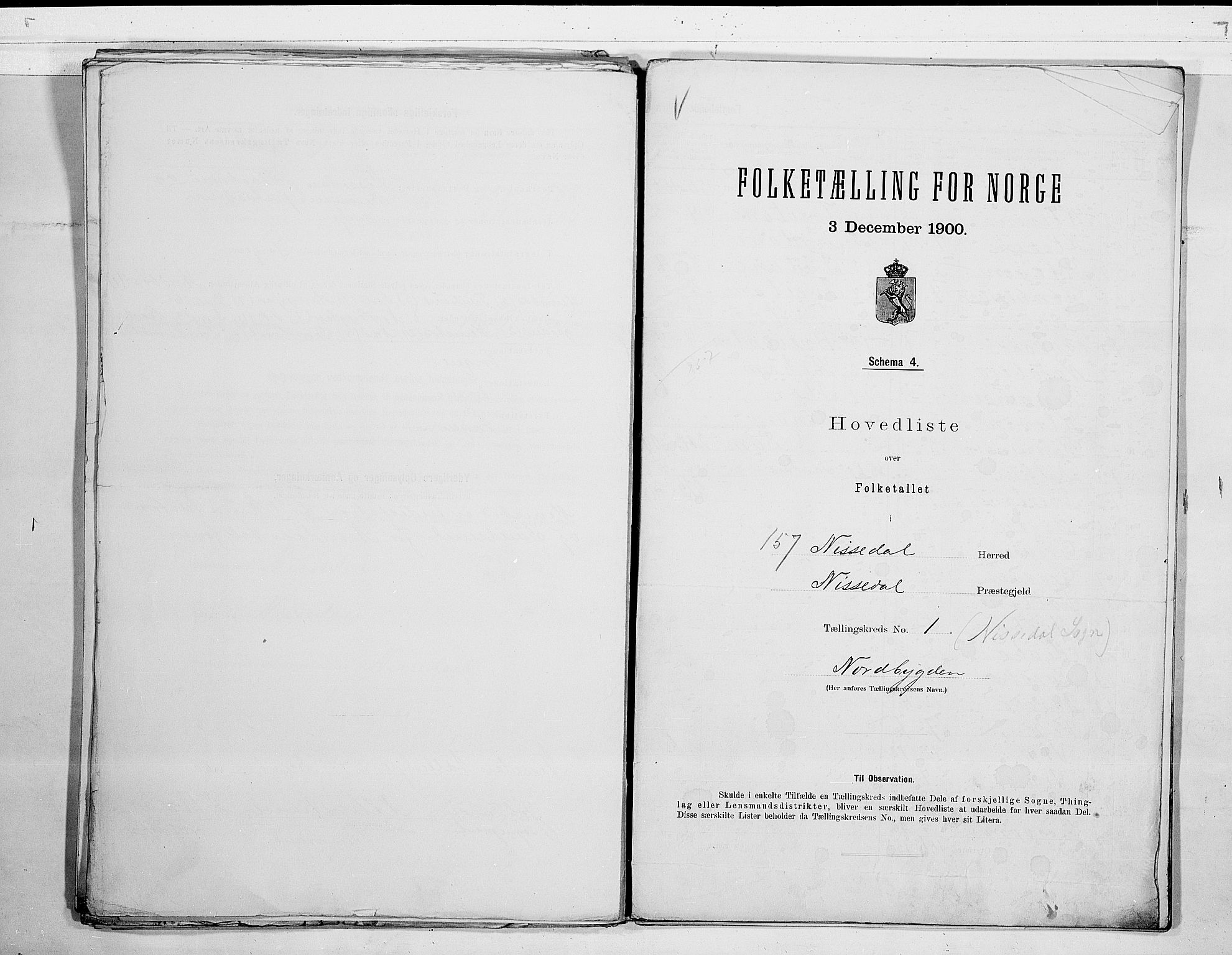 SAKO, 1900 census for Nissedal, 1900, p. 4
