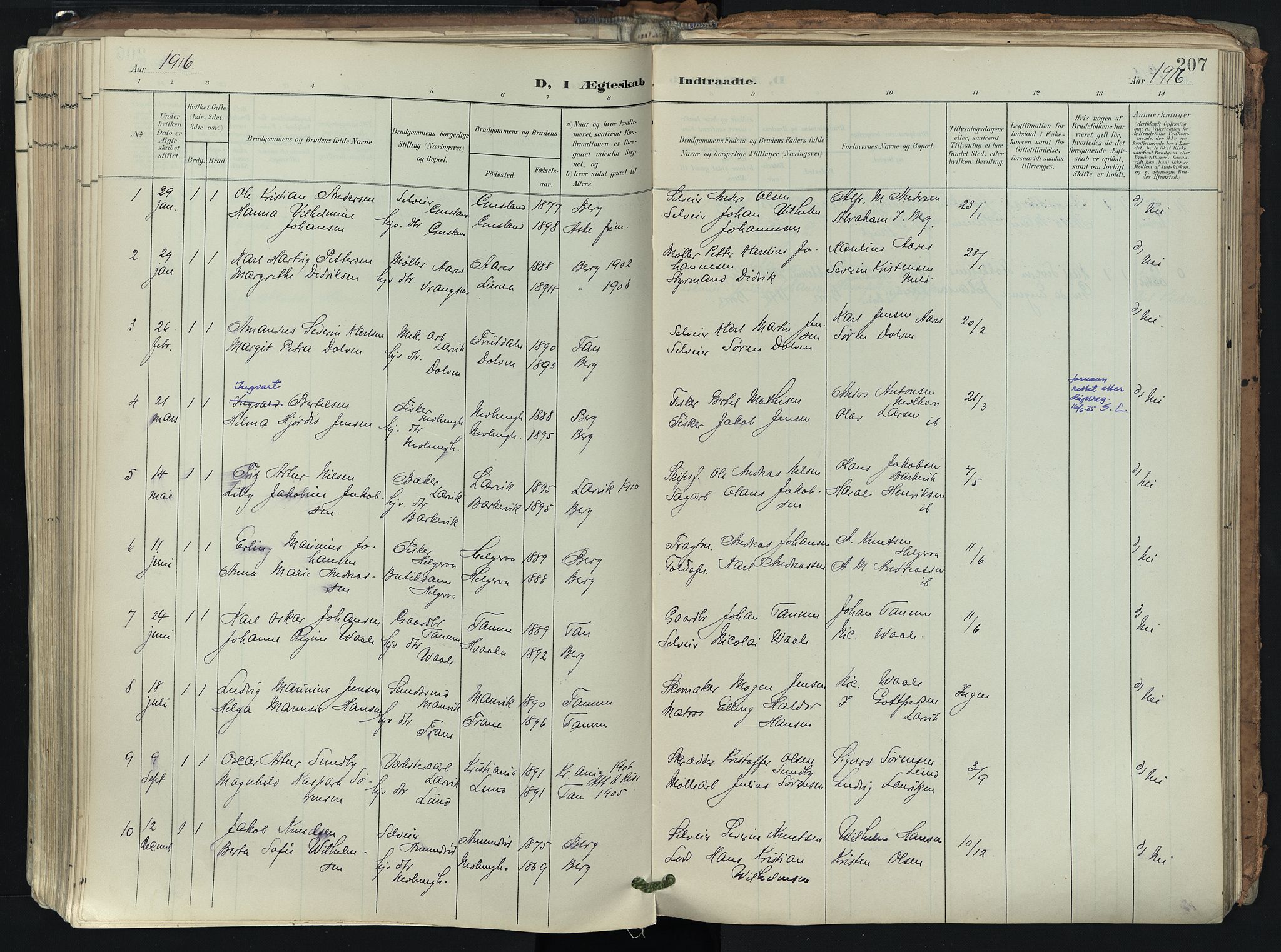 Brunlanes kirkebøker, AV/SAKO-A-342/F/Fb/L0003: Parish register (official) no. II 3, 1900-1922, p. 207