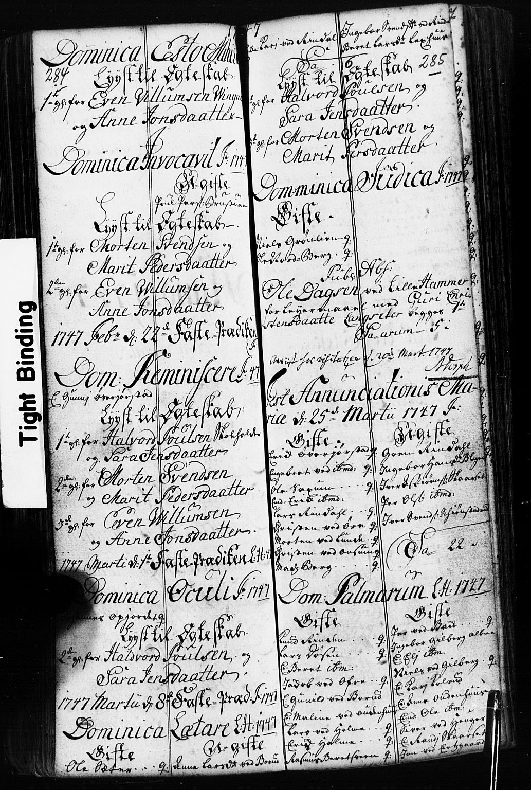 Fåberg prestekontor, SAH/PREST-086/H/Ha/Hab/L0002: Parish register (copy) no. 2, 1741-1756, p. 284-285