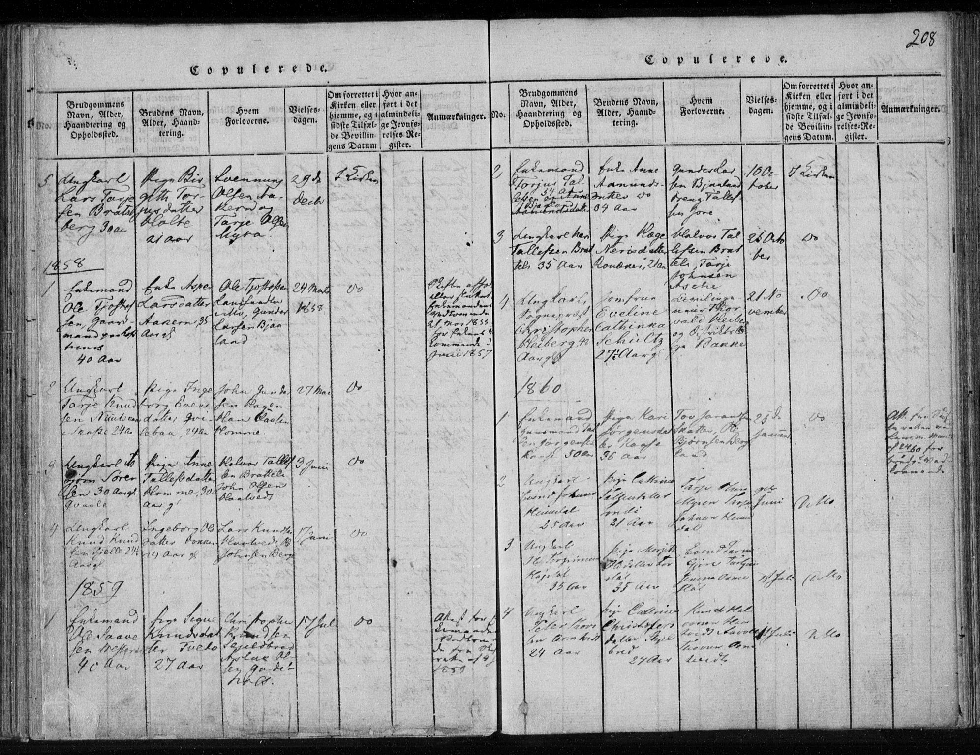 Lårdal kirkebøker, SAKO/A-284/F/Fa/L0005: Parish register (official) no. I 5, 1815-1860, p. 208