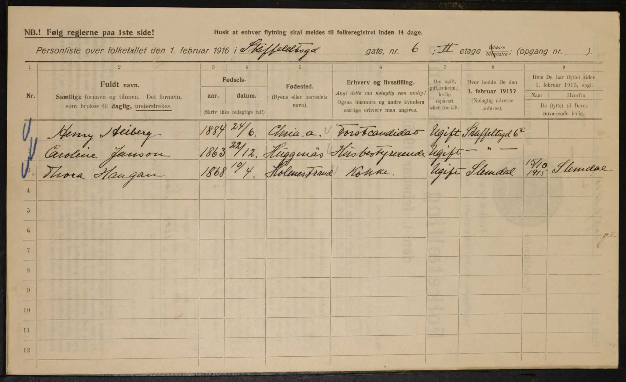 OBA, Municipal Census 1916 for Kristiania, 1916, p. 103272