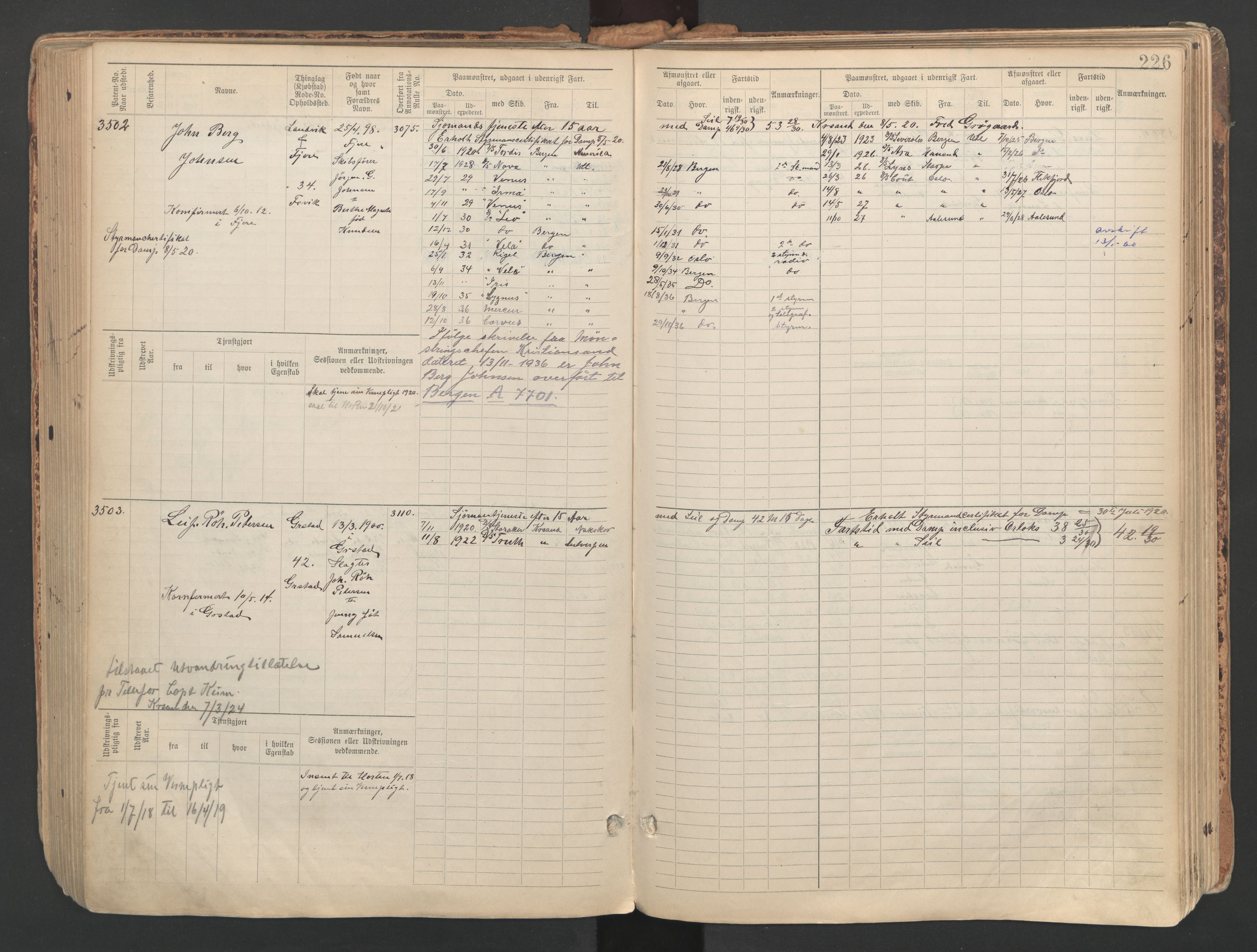 Grimstad mønstringskrets, SAK/2031-0013/F/Fb/L0013: Hovedrulle A nr 3052-3814, V-26, 1900-1943, p. 239