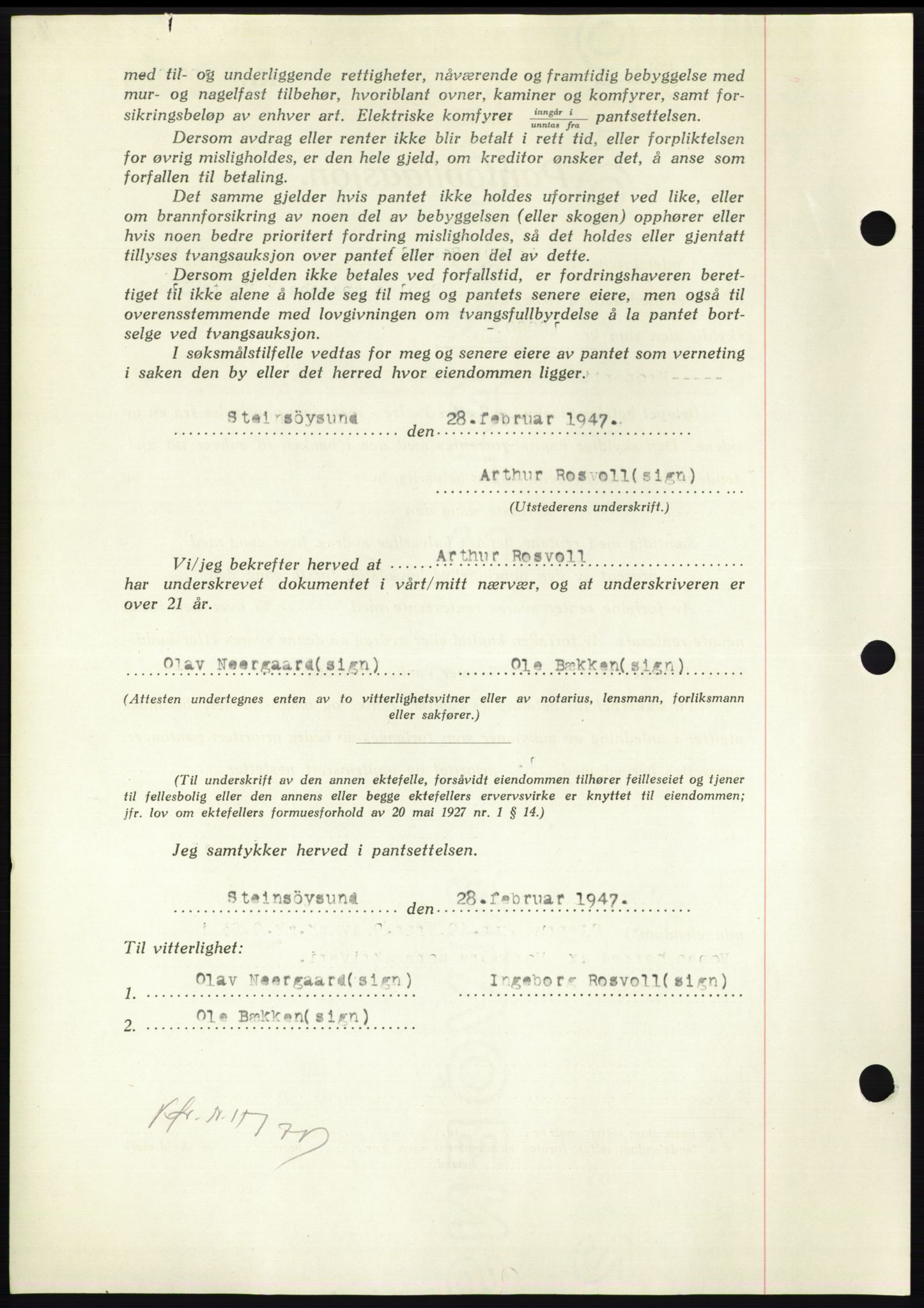 Nordmøre sorenskriveri, AV/SAT-A-4132/1/2/2Ca: Mortgage book no. B95, 1946-1947, Diary no: : 678/1947