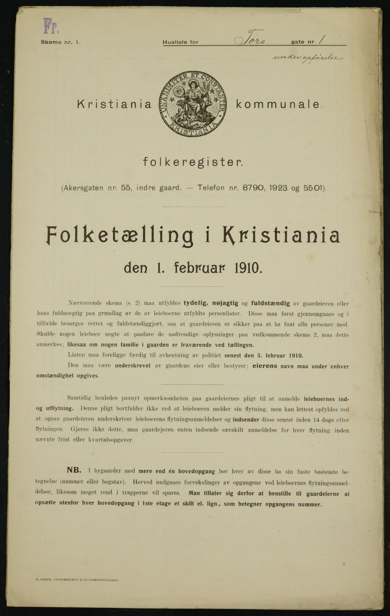 OBA, Municipal Census 1910 for Kristiania, 1910, p. 108508