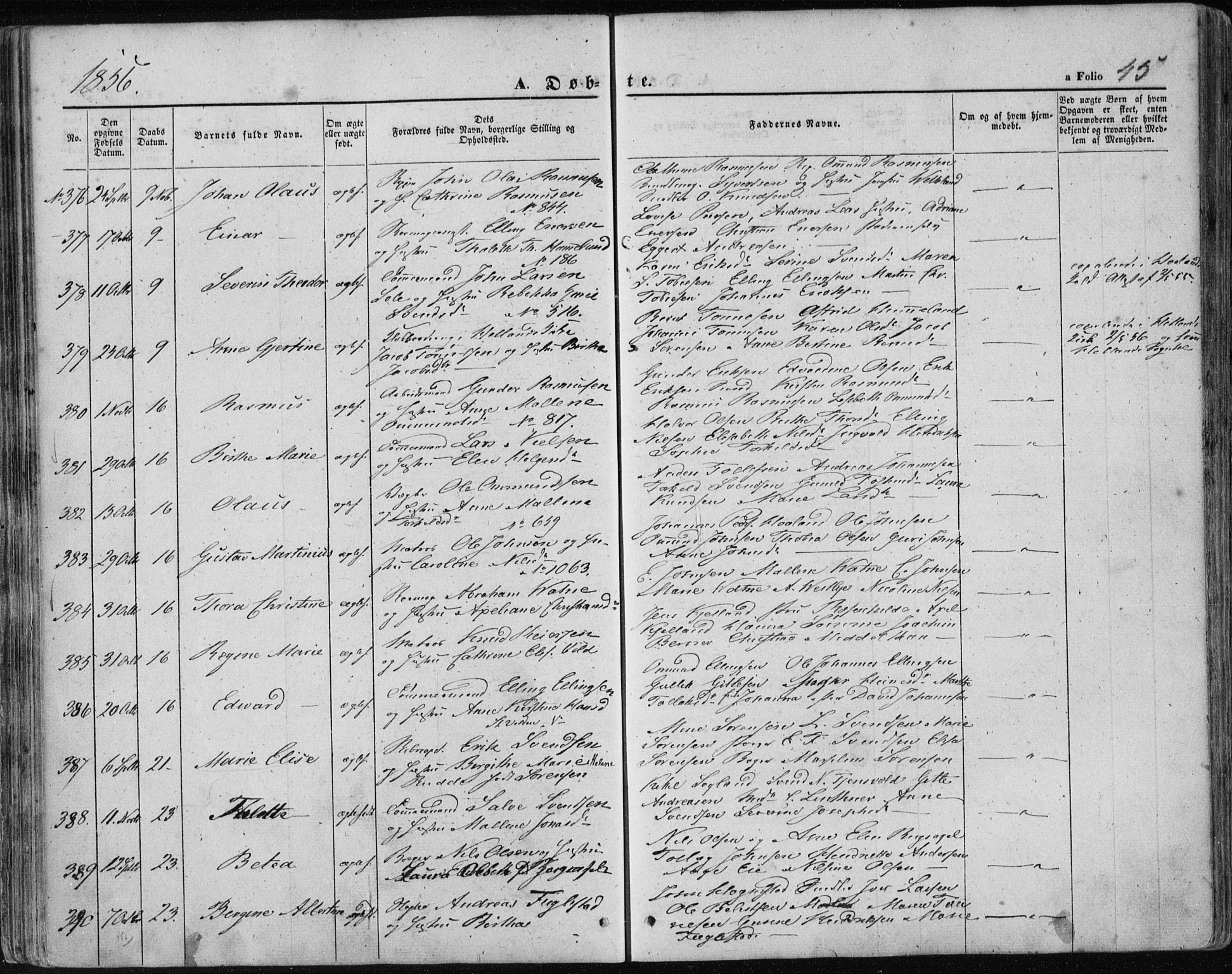 Domkirken sokneprestkontor, AV/SAST-A-101812/001/30/30BA/L0017: Parish register (official) no. A 16, 1855-1867, p. 45