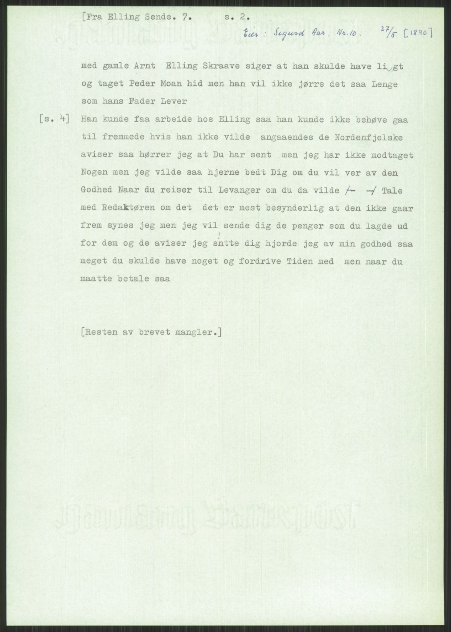 Samlinger til kildeutgivelse, Amerikabrevene, AV/RA-EA-4057/F/L0034: Innlån fra Nord-Trøndelag, 1838-1914, p. 253