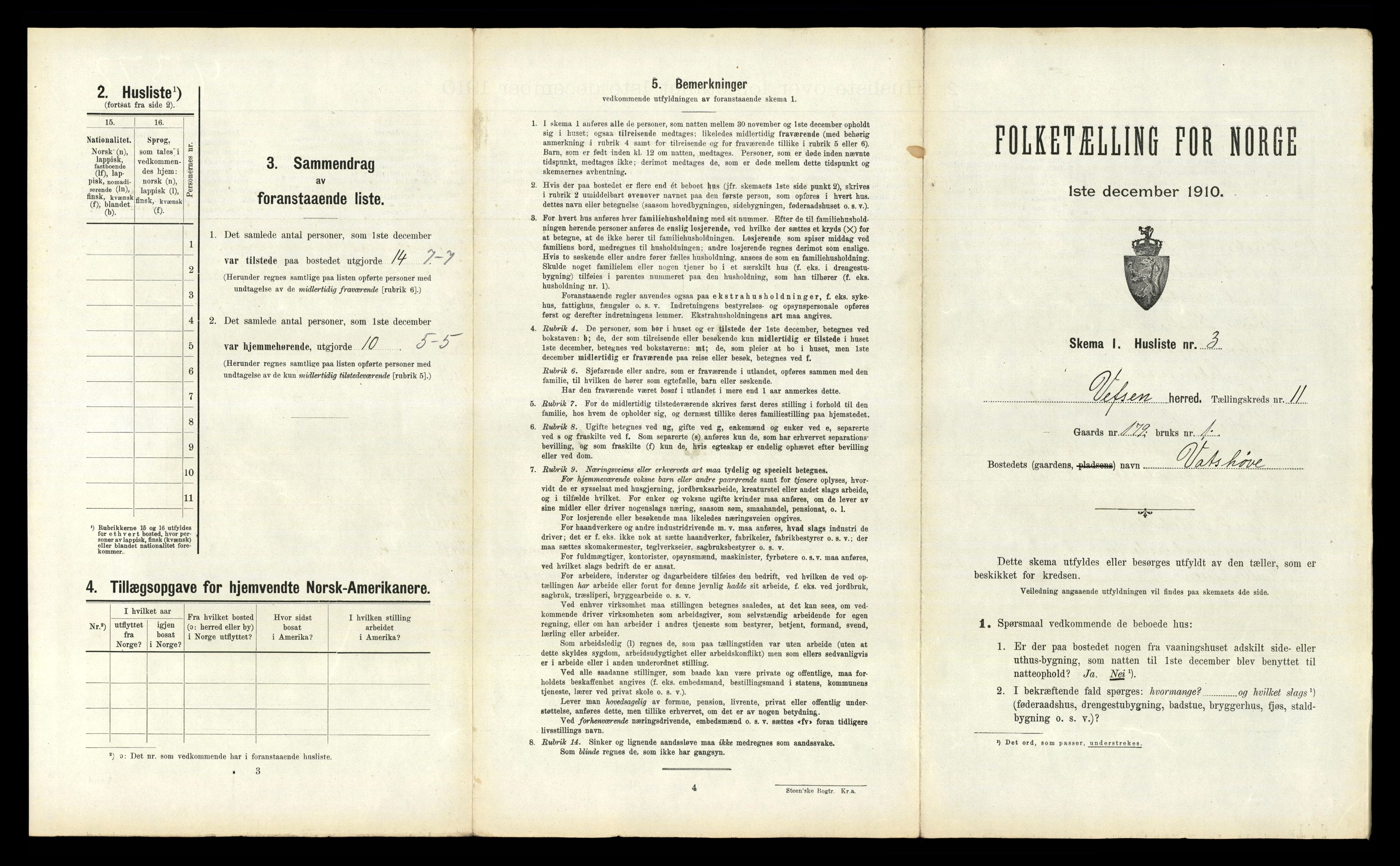 RA, 1910 census for Vefsn, 1910, p. 1180