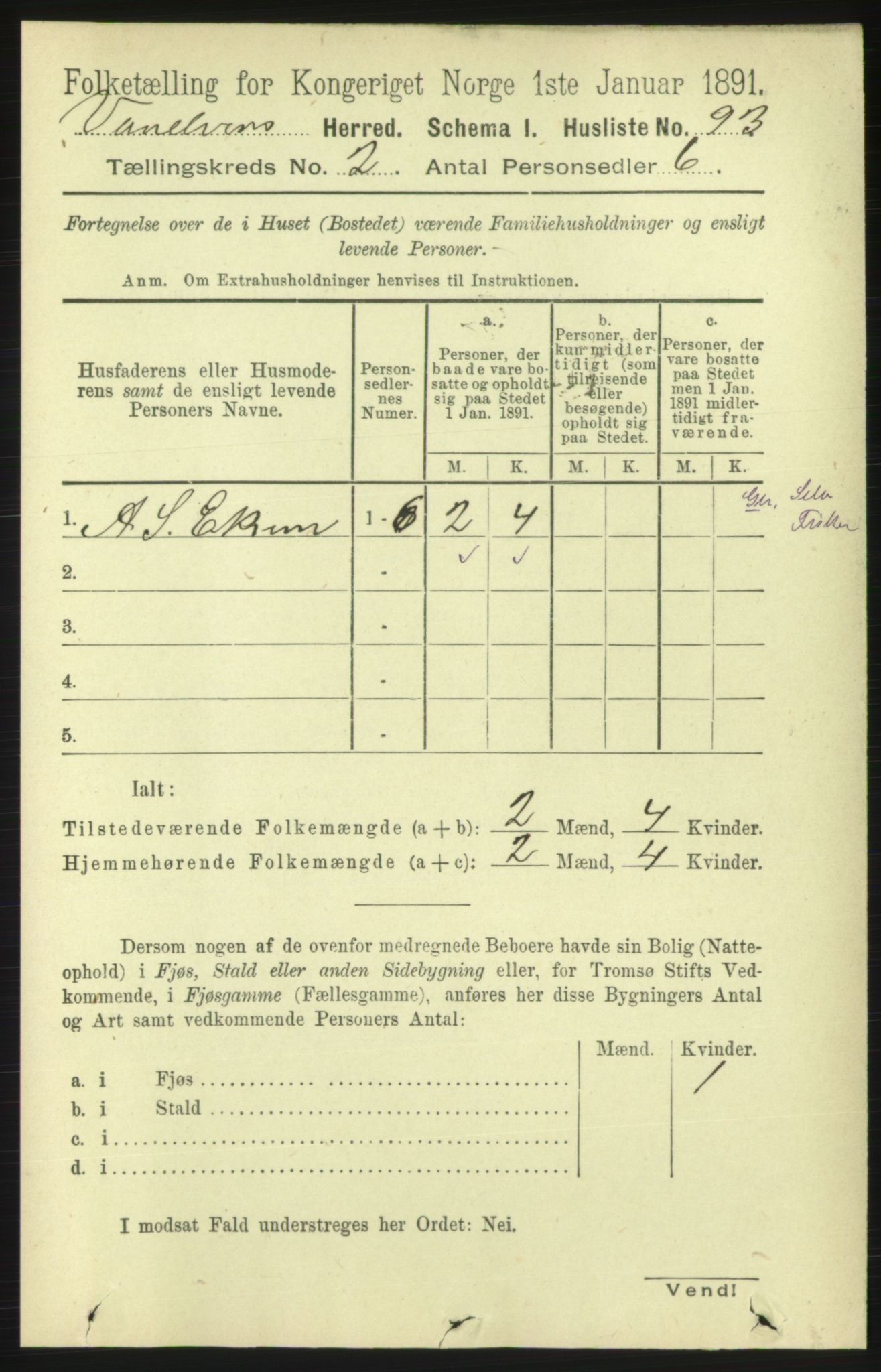 RA, 1891 census for 1511 Vanylven, 1891, p. 691