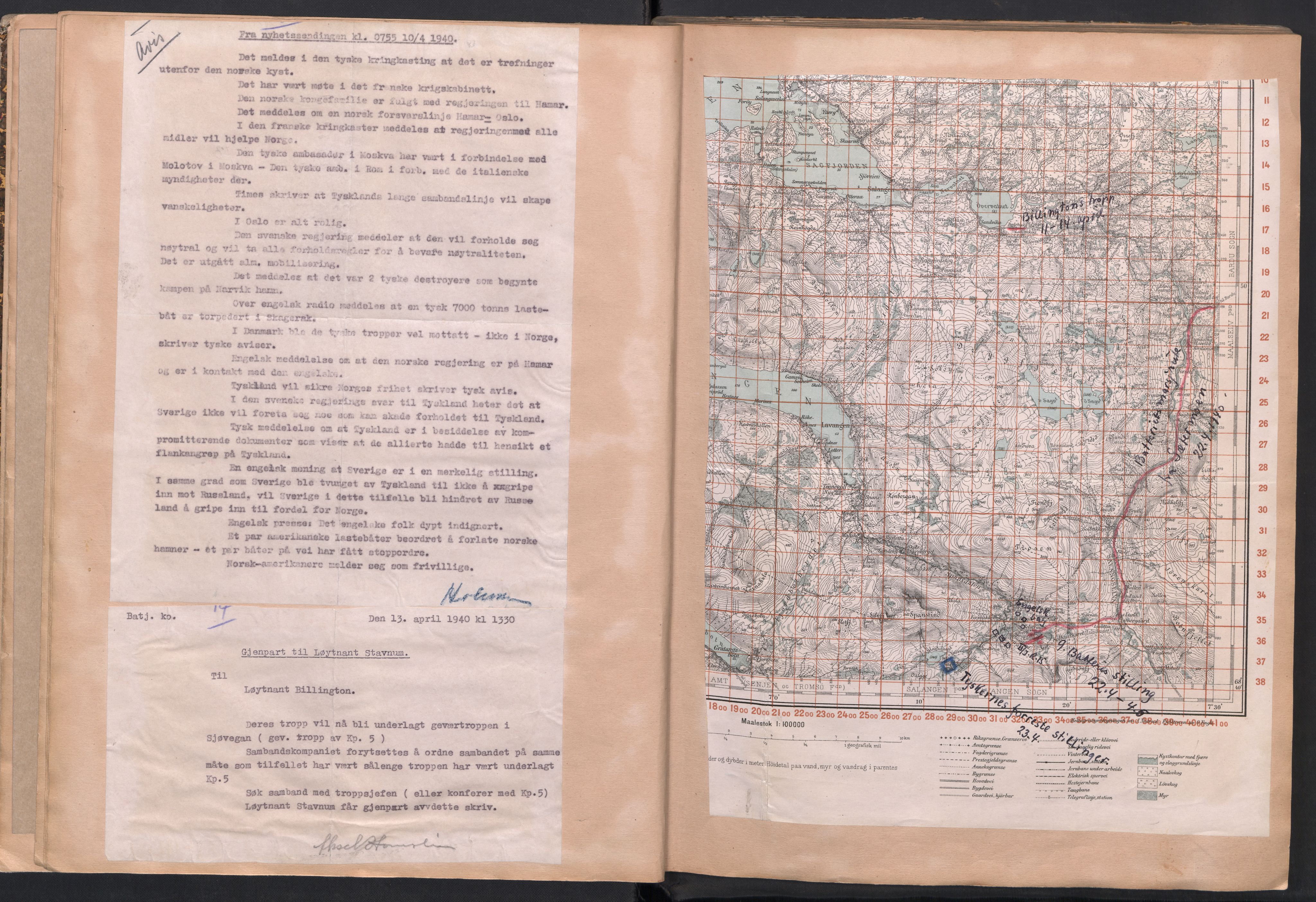 Forsvaret, Forsvarets krigshistoriske avdeling, AV/RA-RAFA-2017/Y/Yh/L0230: Løytnant Stavnum: Scrapbook fra 9. batteris deltakelse i Felttoget i Nord-Norge 1940, 1939-1960, p. 8