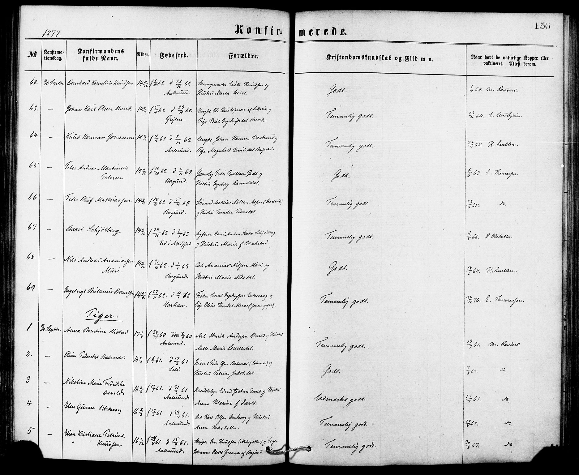 Ministerialprotokoller, klokkerbøker og fødselsregistre - Møre og Romsdal, AV/SAT-A-1454/529/L0453: Parish register (official) no. 529A03, 1872-1877, p. 156