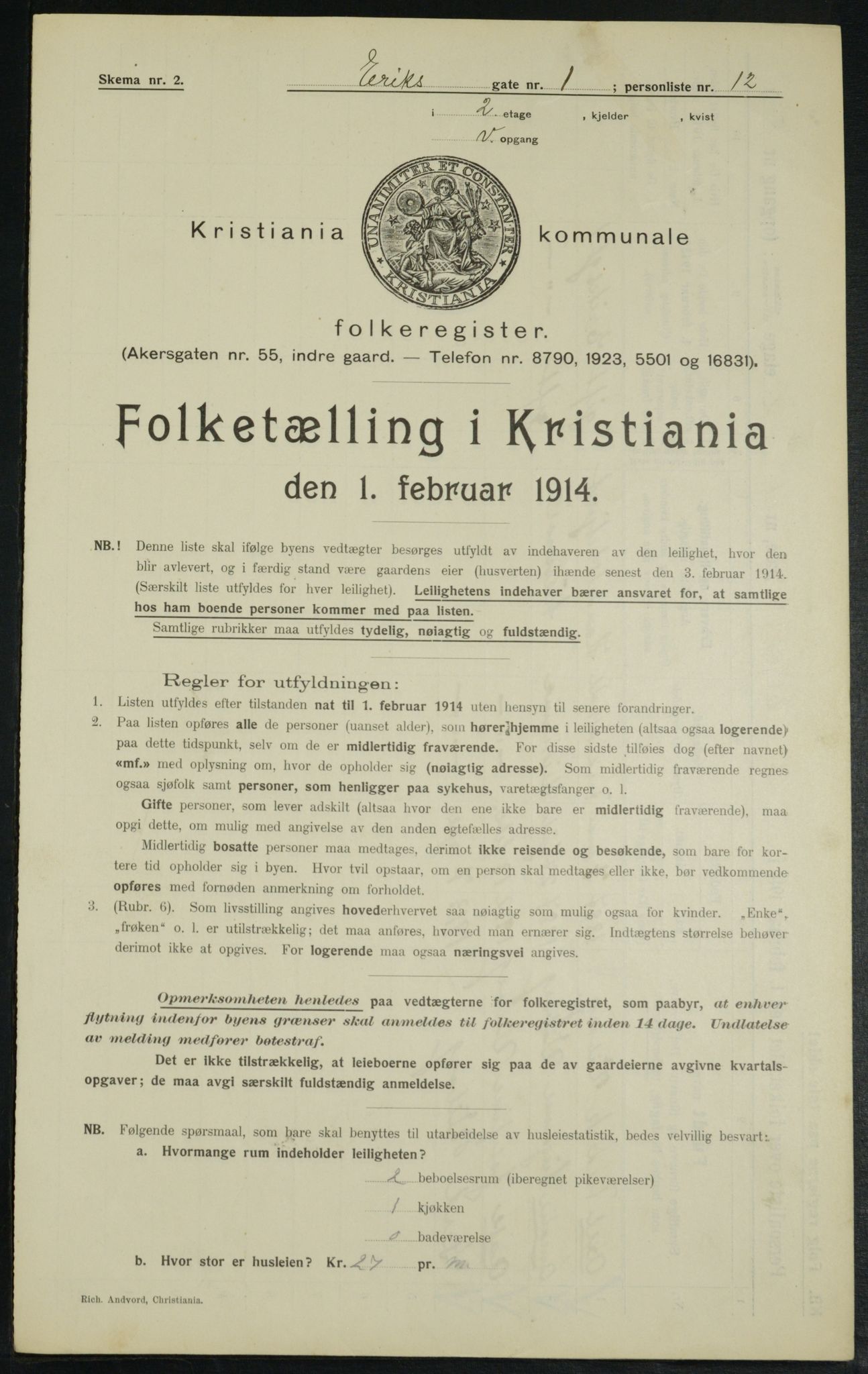 OBA, Municipal Census 1914 for Kristiania, 1914, p. 19751