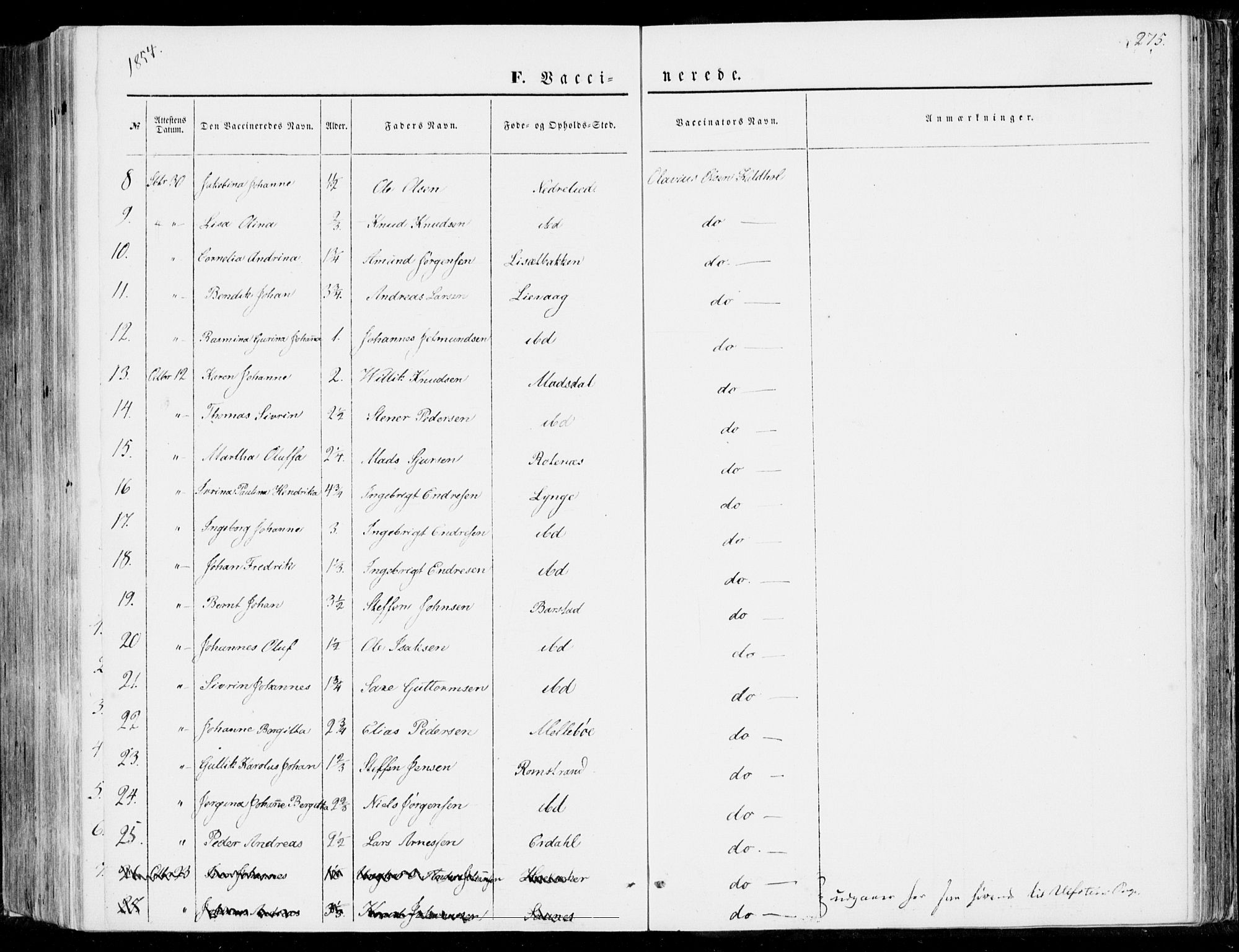 Ministerialprotokoller, klokkerbøker og fødselsregistre - Møre og Romsdal, SAT/A-1454/510/L0121: Parish register (official) no. 510A01, 1848-1877, p. 275