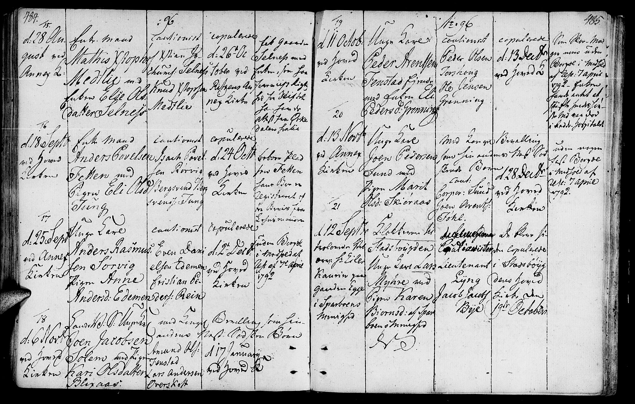 Ministerialprotokoller, klokkerbøker og fødselsregistre - Sør-Trøndelag, SAT/A-1456/646/L0606: Parish register (official) no. 646A04, 1791-1805, p. 484-485