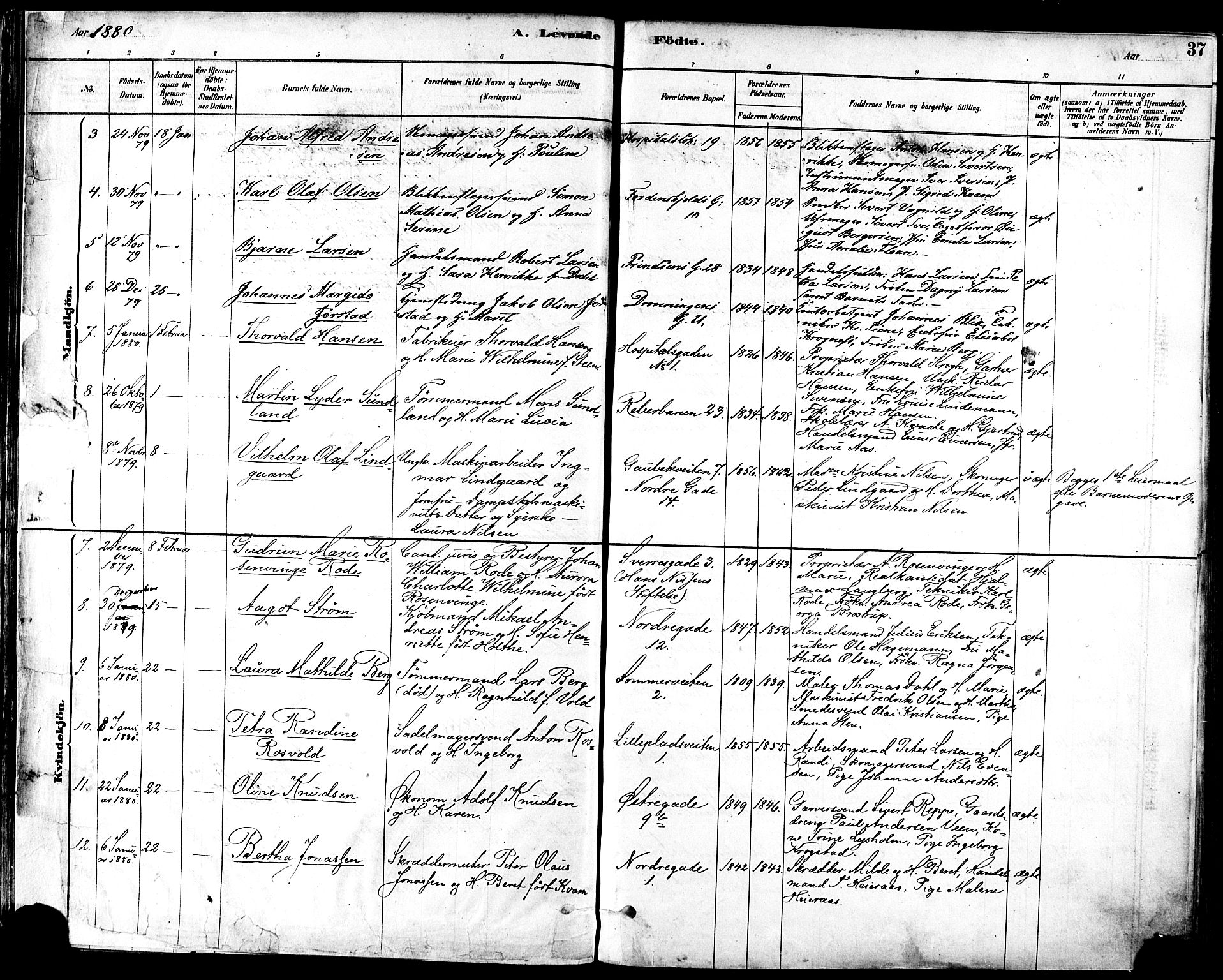 Ministerialprotokoller, klokkerbøker og fødselsregistre - Sør-Trøndelag, SAT/A-1456/601/L0057: Parish register (official) no. 601A25, 1877-1891, p. 37